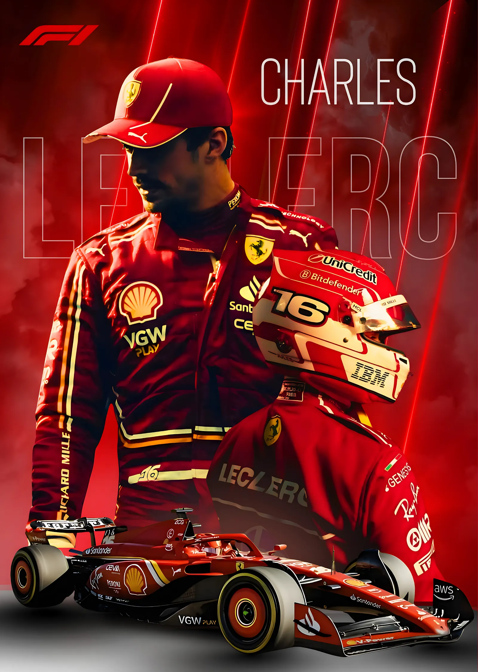 Charles Leclerc - Kırmızı Işıklar metal tablo