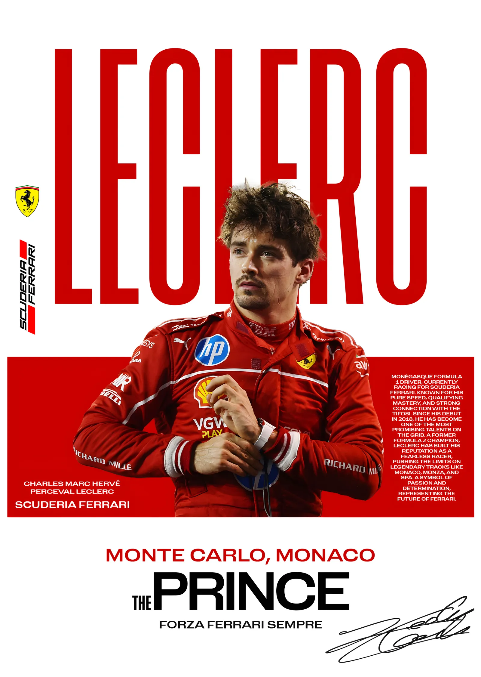 Charles Leclerc - The Prince metal tablo