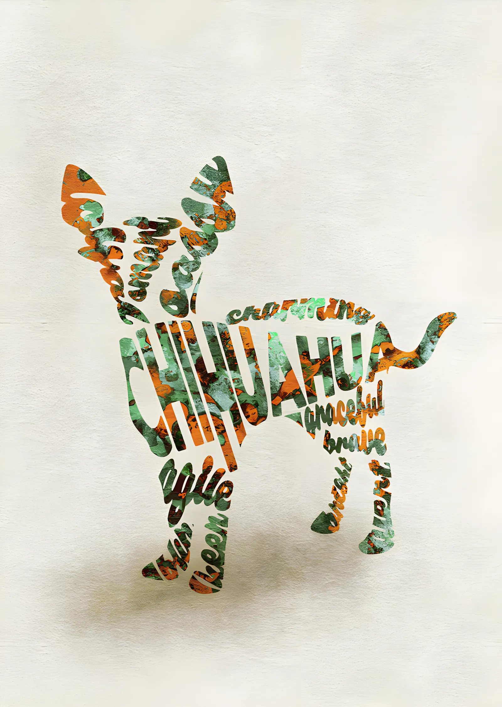 Chihuahua - Tipografi metal tablo