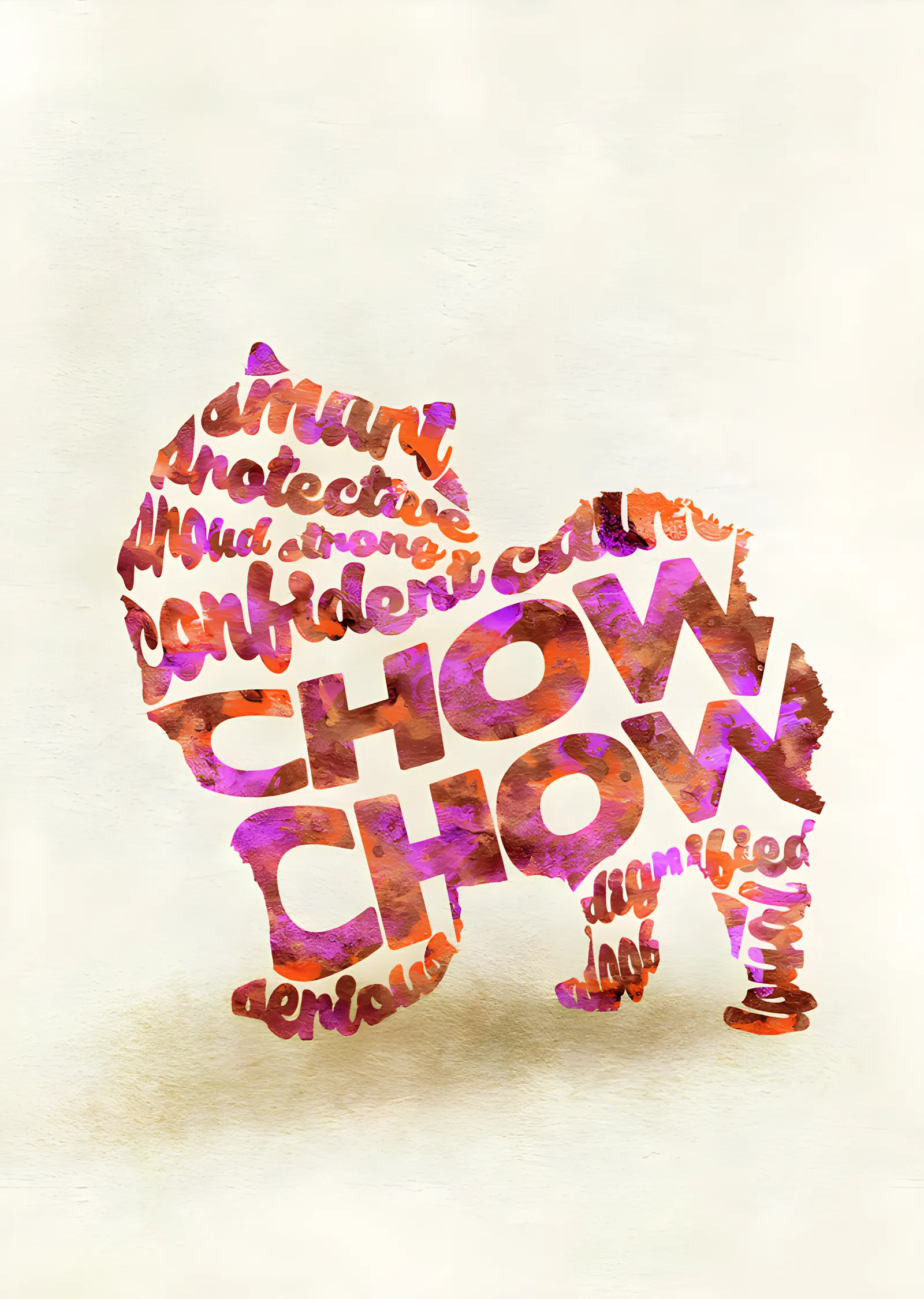 Chow Chow - Tipografi metal tablo