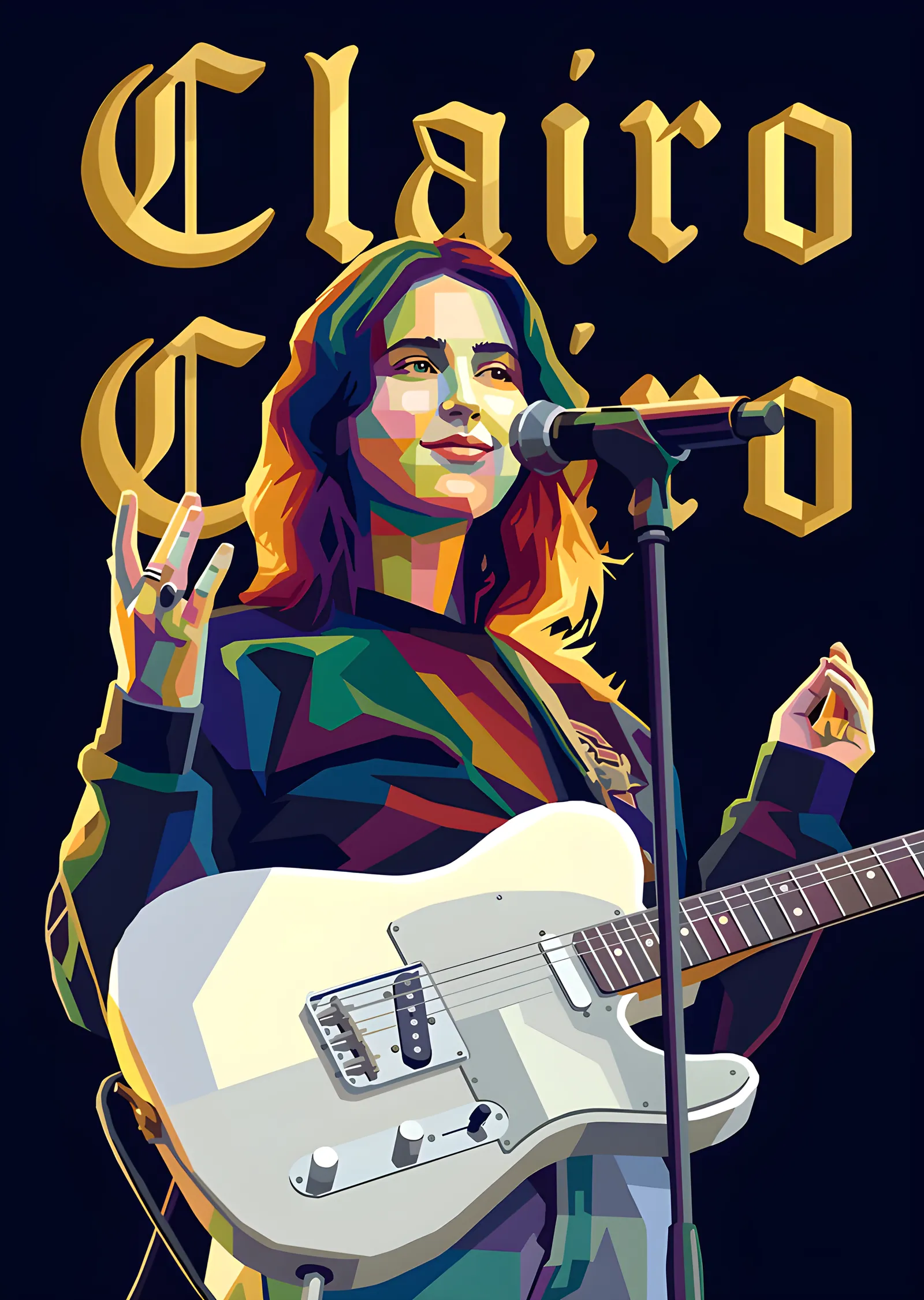 Clairo: Altın Başlıklı Gitar Sahnesi metal tablo