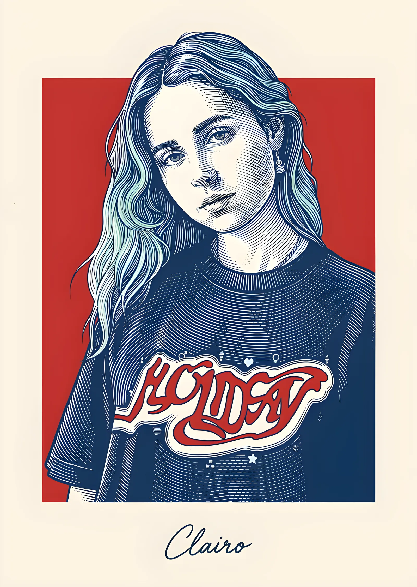 Clairo: Kırmızı Kare Çizimi metal tablo