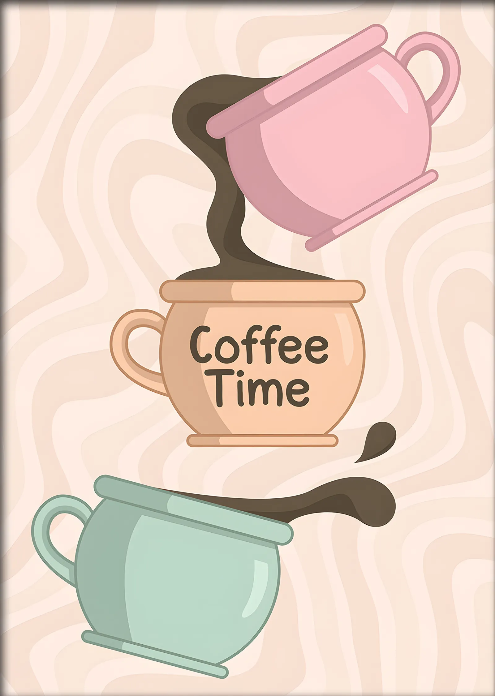 Coffee Time Pastel Fincanlar metal tablo