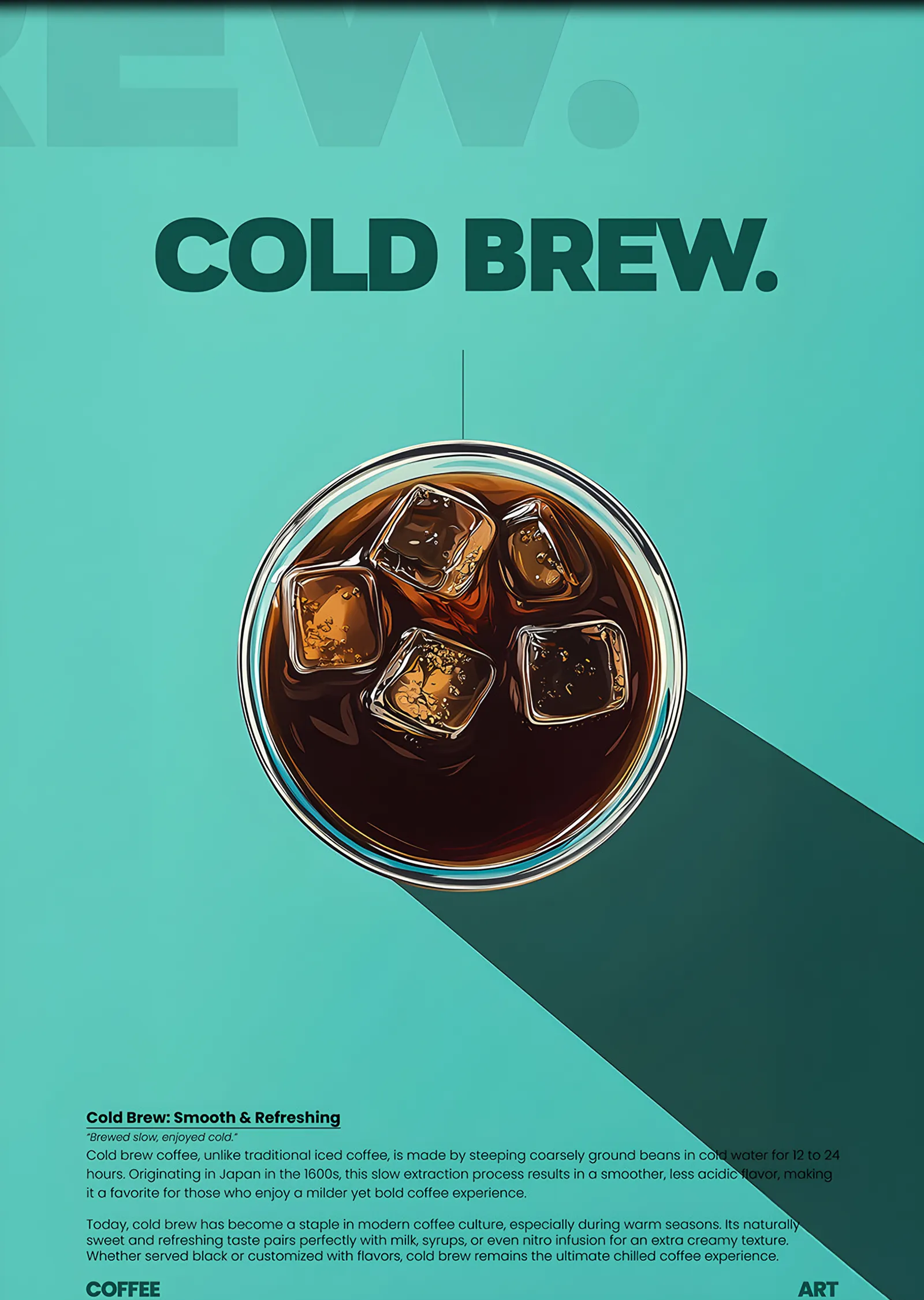 Cold Brew Turkuaz Zemin metal tablo