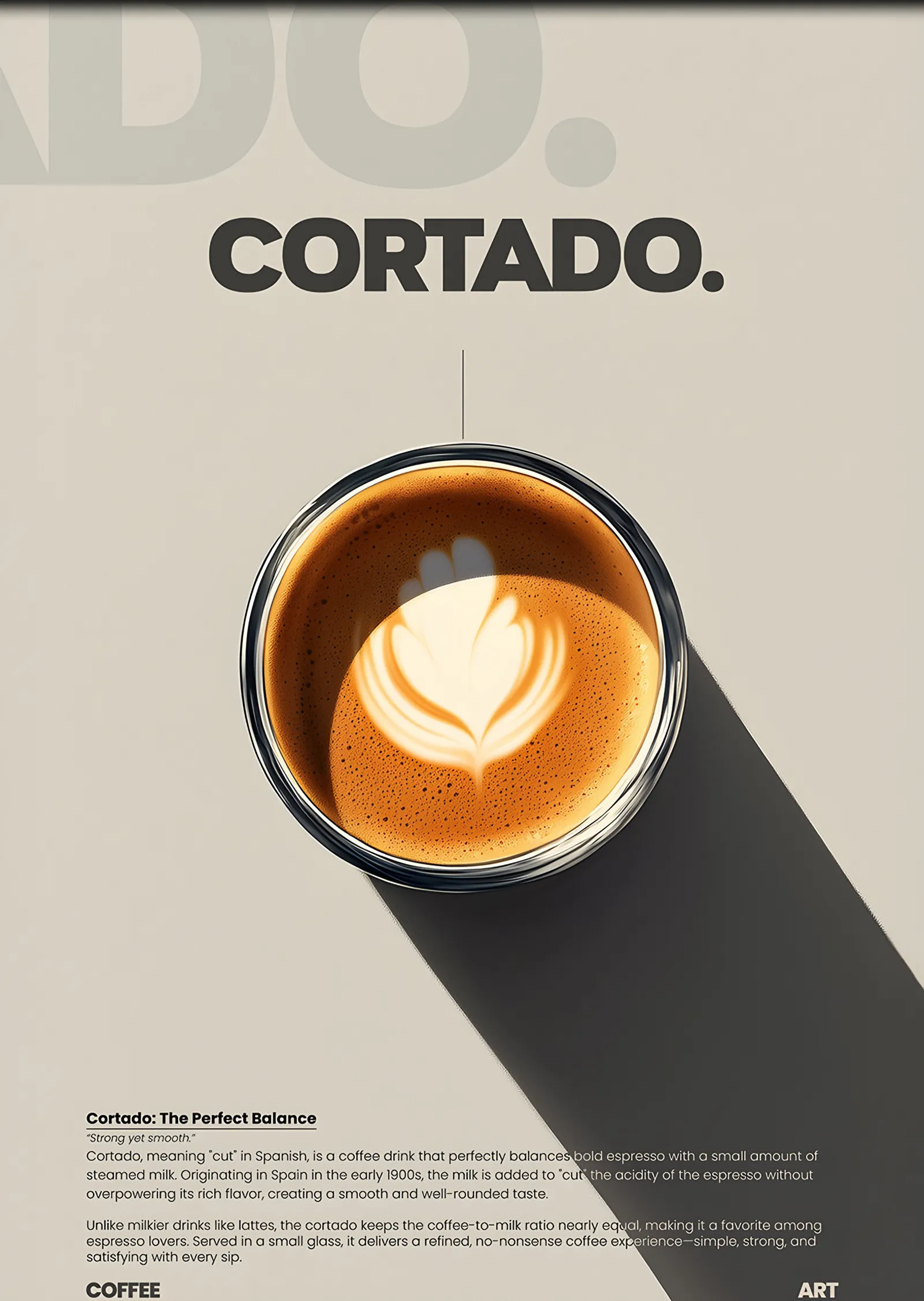 Cortado Latte Sanatı metal tablo
