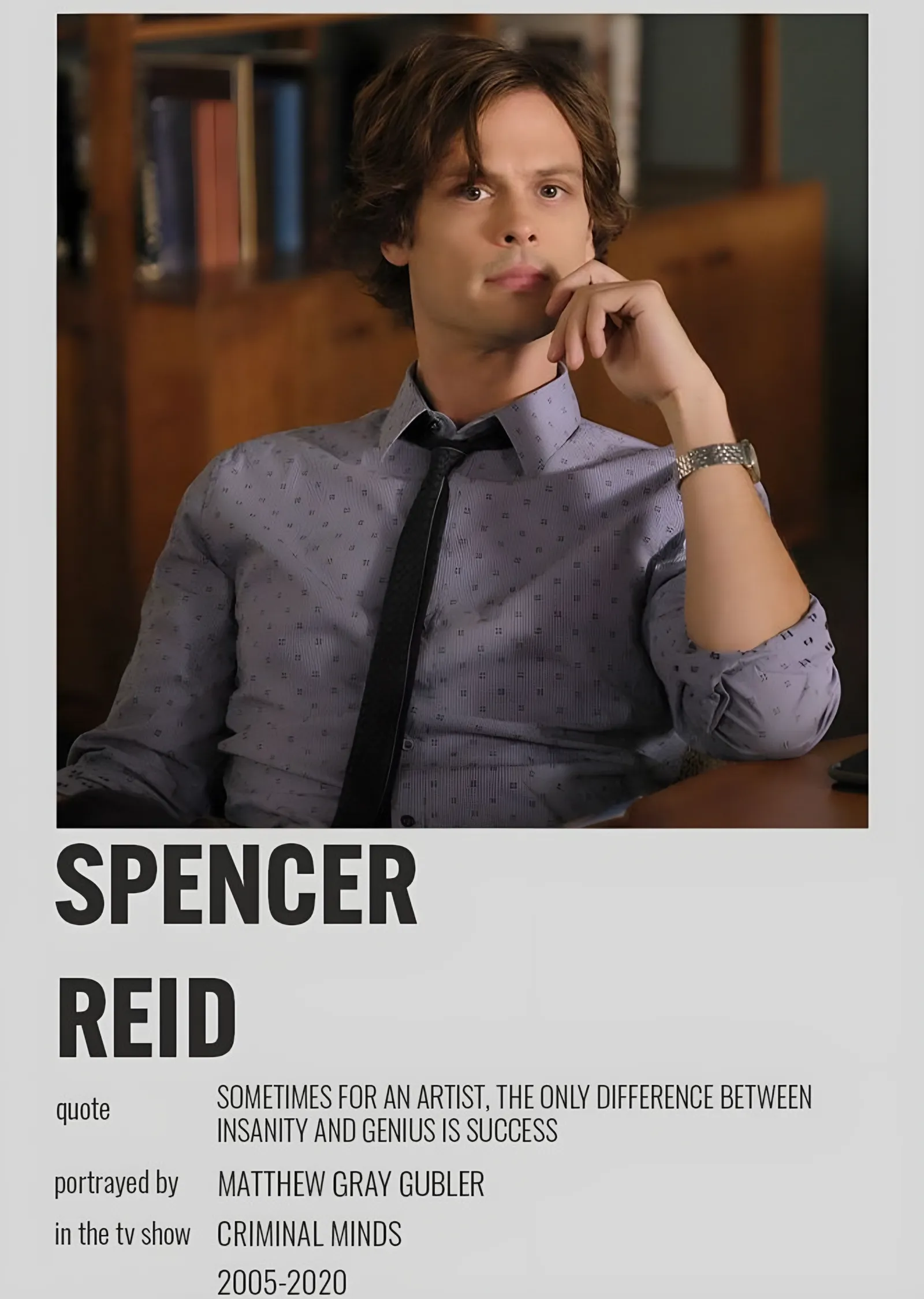 Criminal Minds: Spencer Reid Polaroid metal tablo