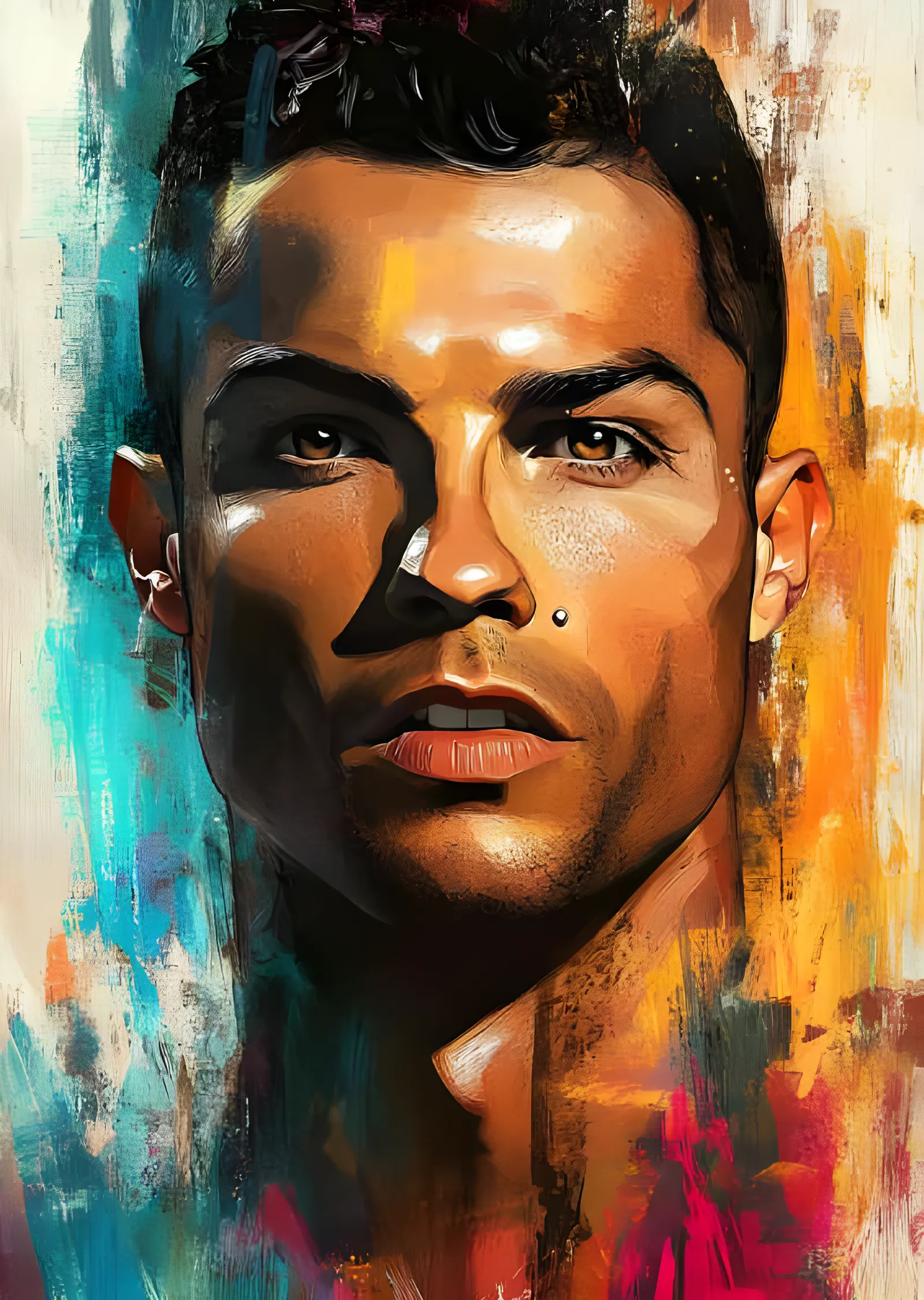 Cristiano Ronaldo - Yağlı Boya Grafiti Portre metal tablo