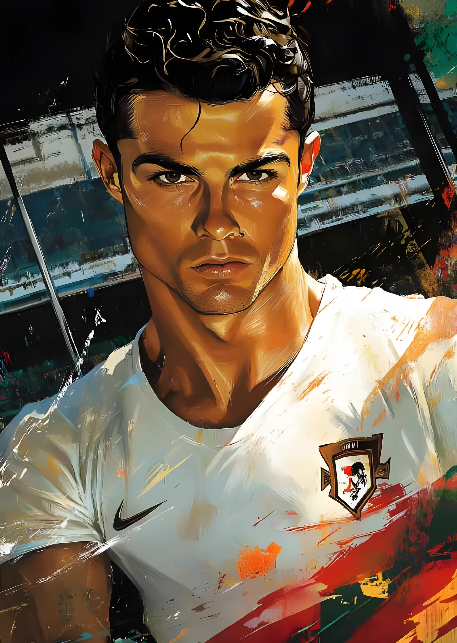 Cristiano Ronaldo - Portekiz Forması Fırça İzi metal tablo