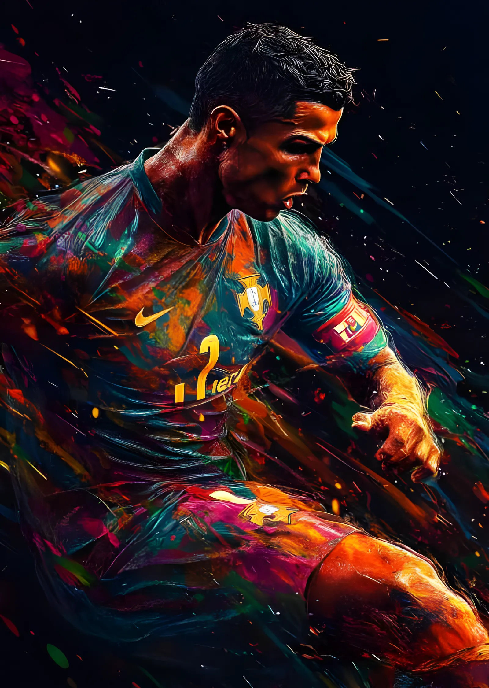 Cristiano Ronaldo - Kaptan Bandıyla Aksiyon metal tablo