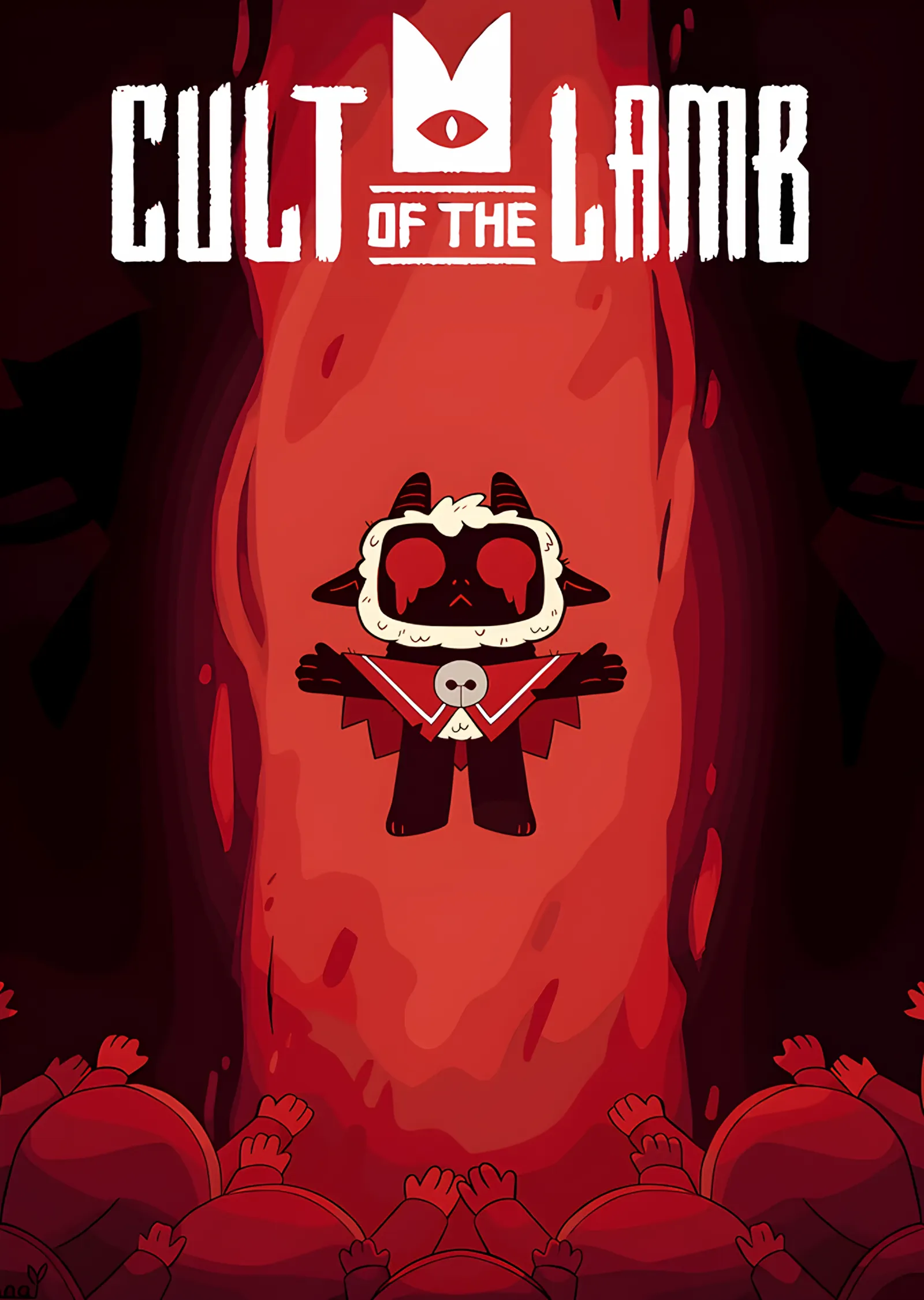 Cult of the Lamb: Kızıl Zeminde Küçük Kuzu metal tablo