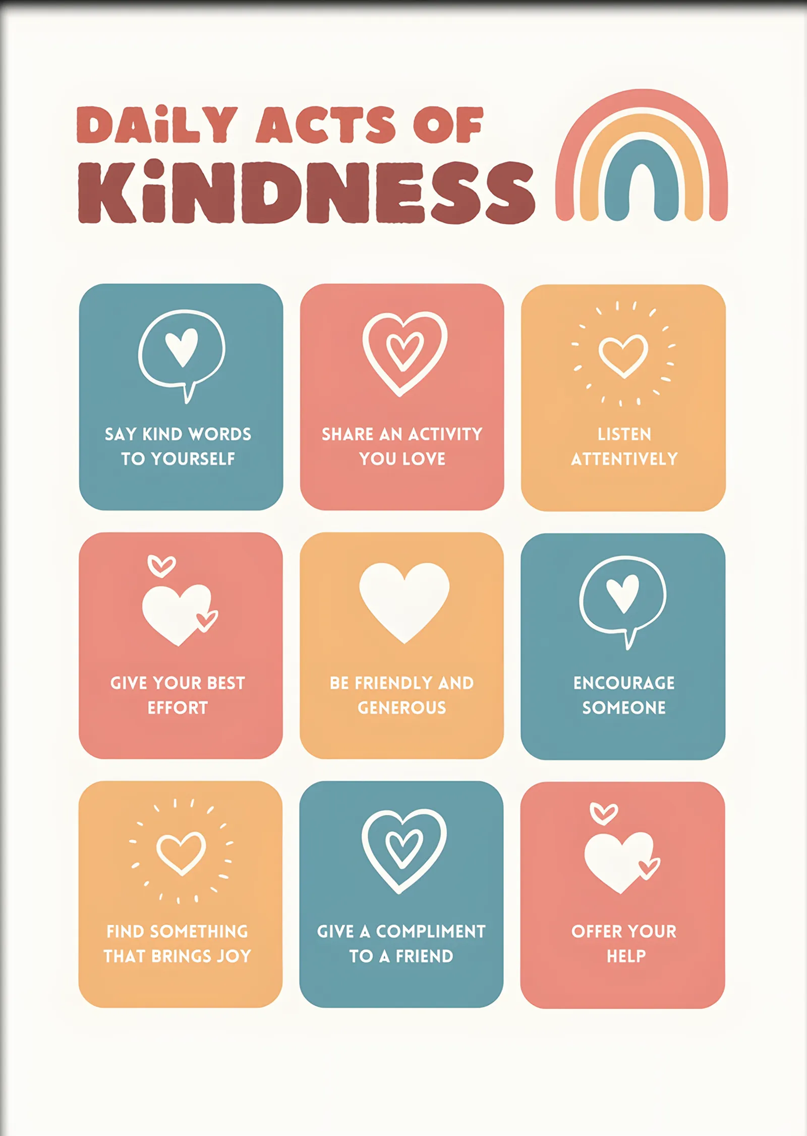 Daily Acts of Kindness Kartları metal tablo