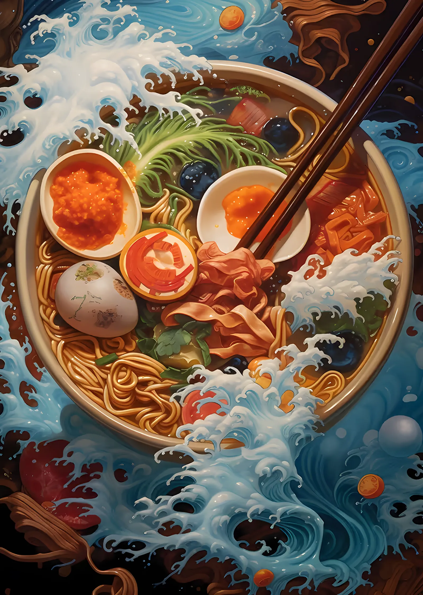 Dalgalı Ramen Kâsesi metal tablo