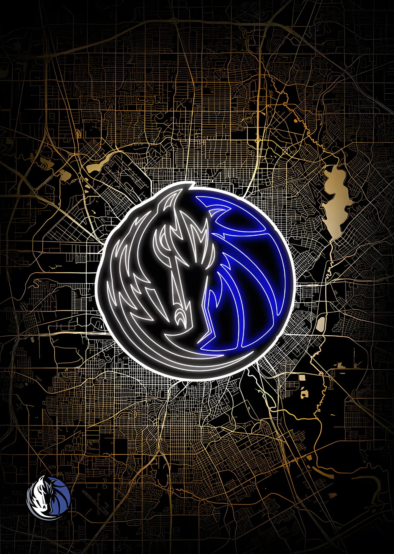 Dallas Mavericks - Şehir Haritası metal tablo