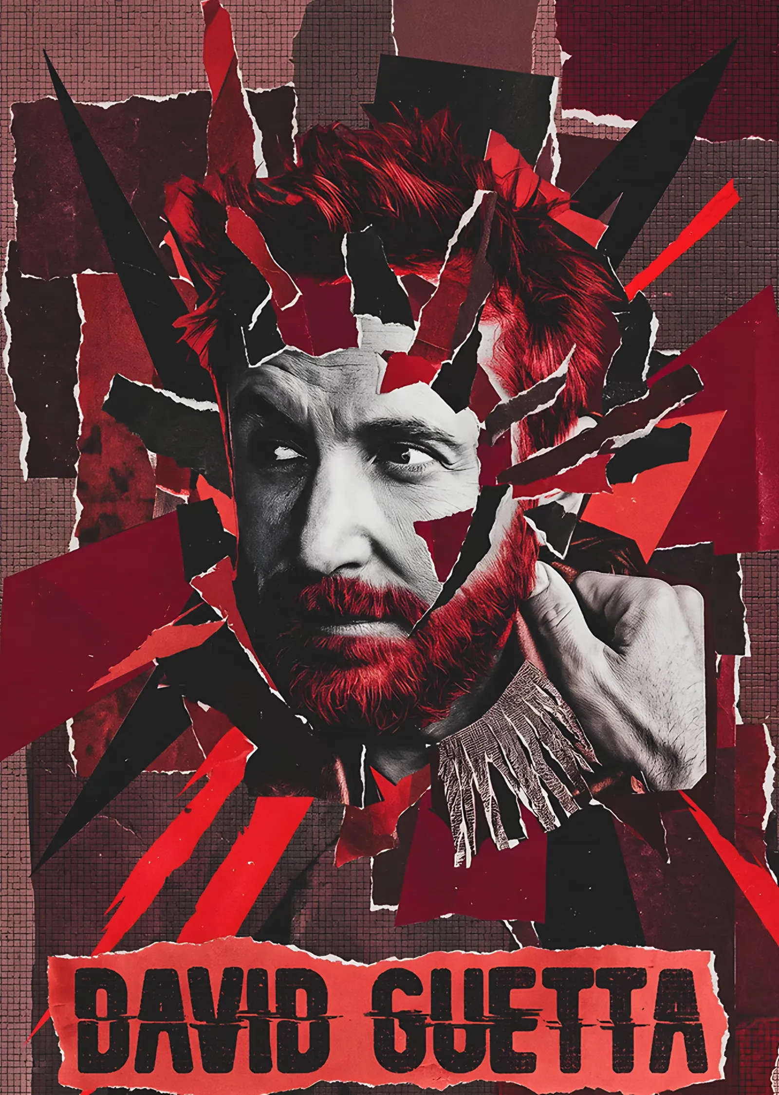 David Guetta - Yırtık Kağıt Kolajı metal tablo