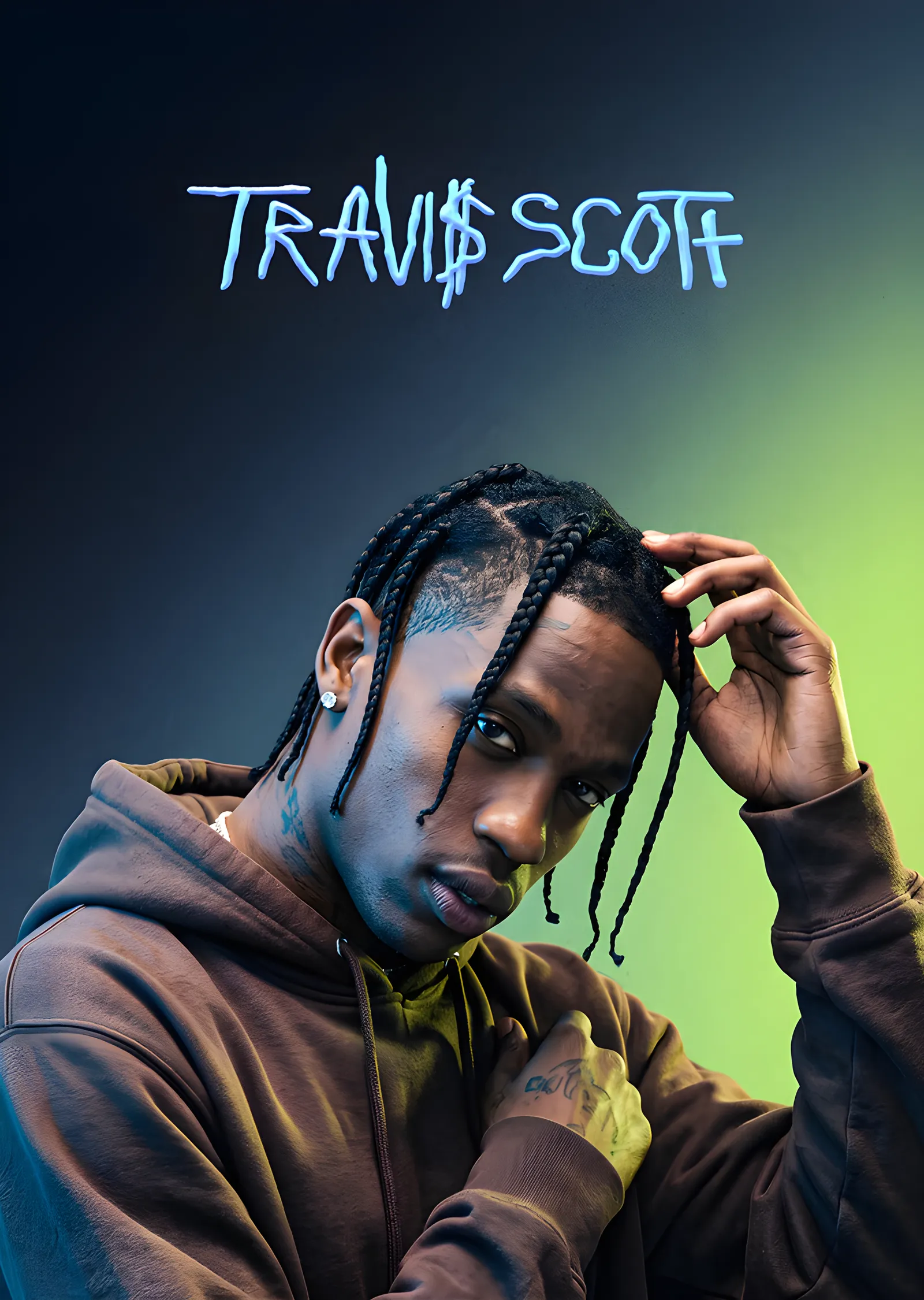 Travis Scott: Yeşil Işık metal tablo