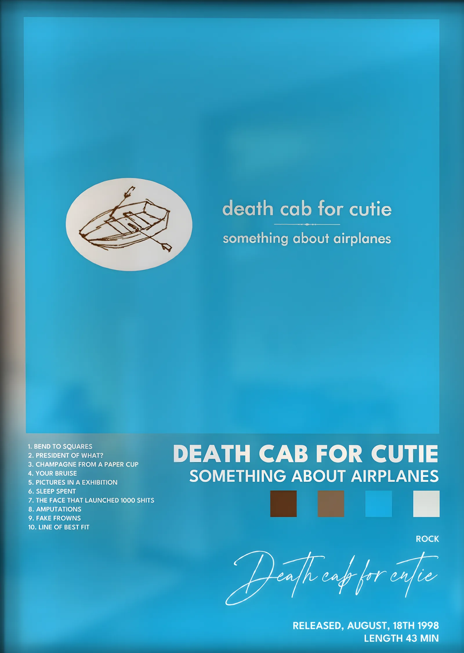 Death Cab for Cutie: Something About Airplanes metal tablo
