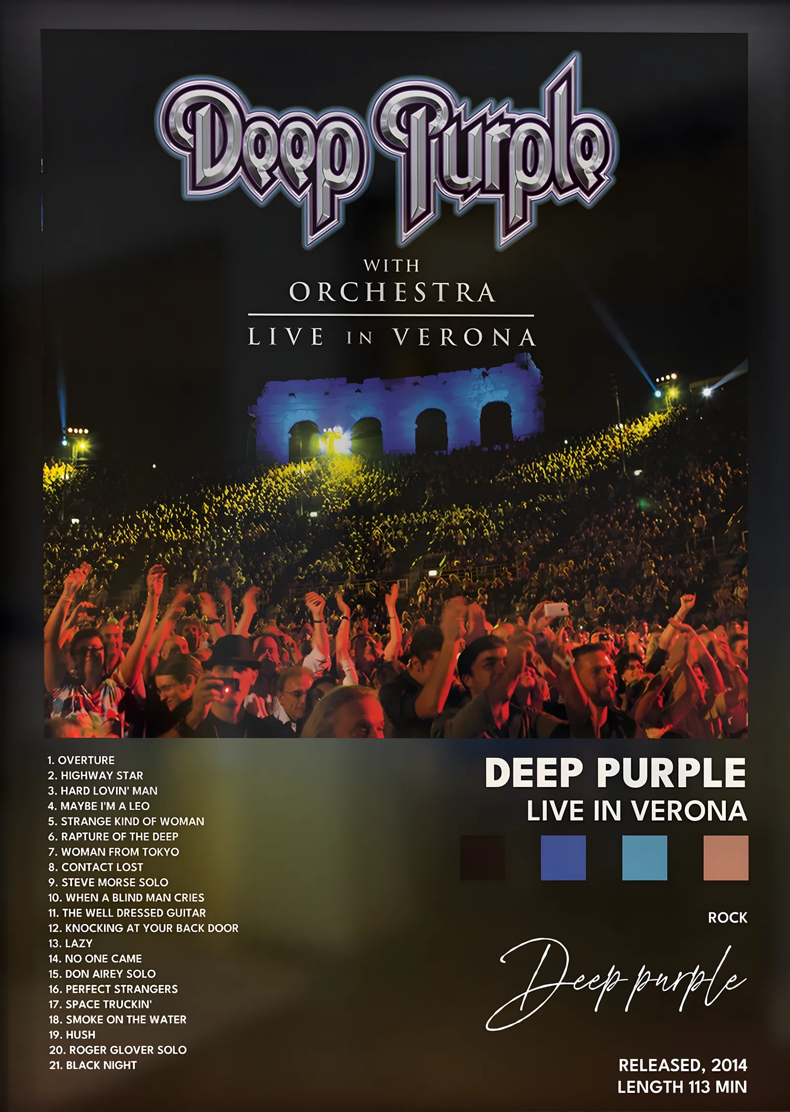 Deep Purple: Live in Verona metal tablo
