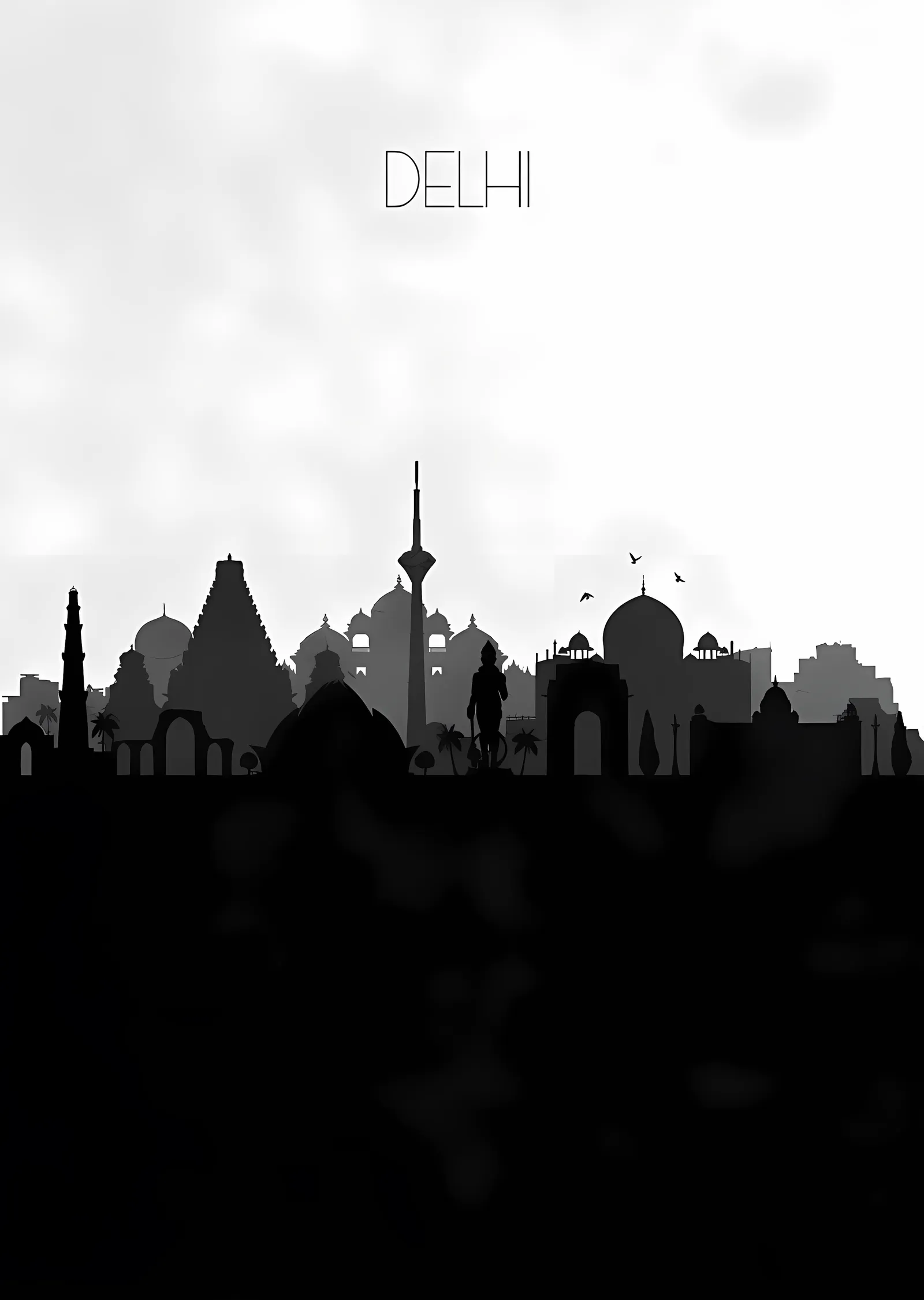 Delhi Silueti metal tablo