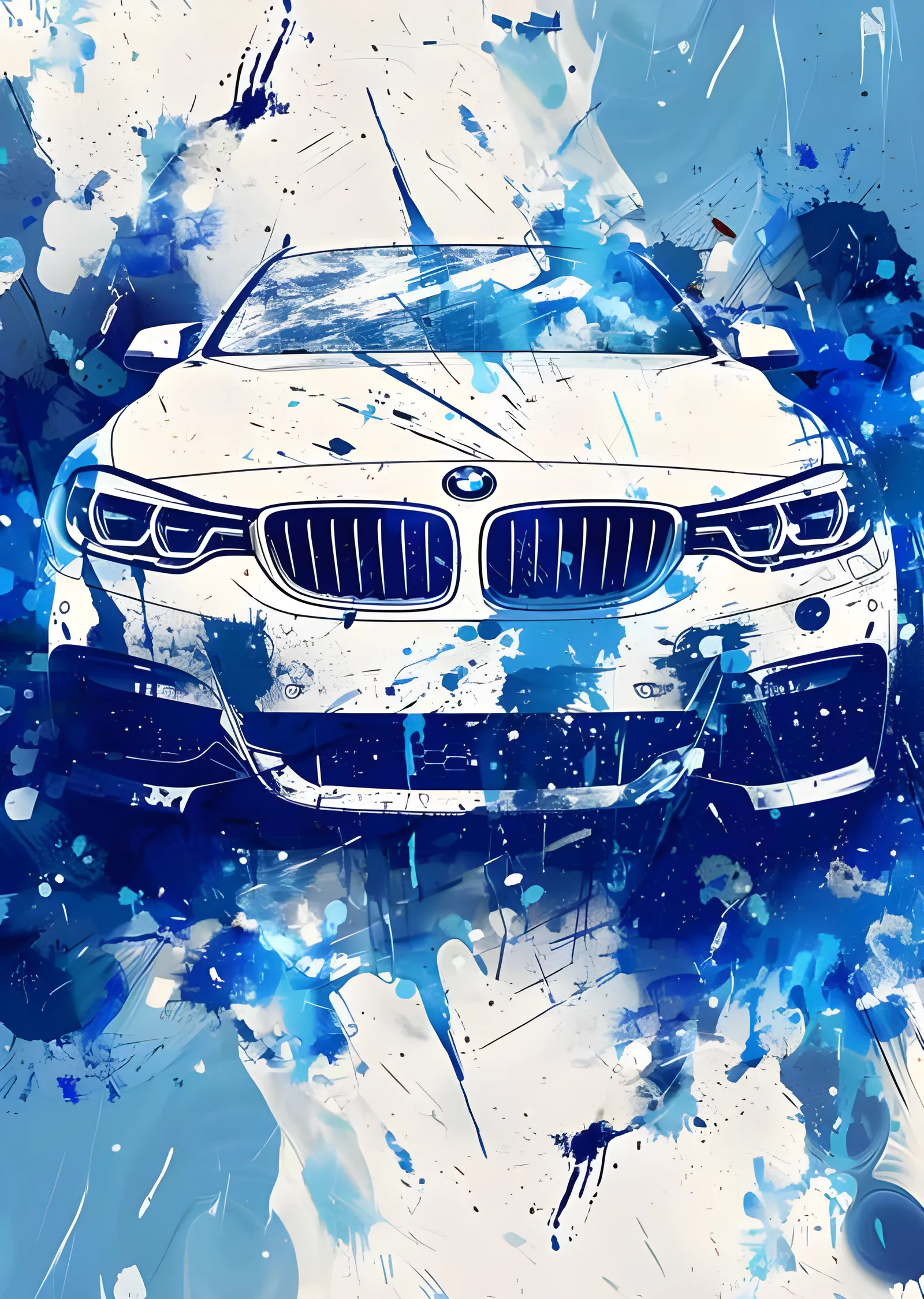BMW Sedan - Mavi Suluboya Sıçraması metal tablo