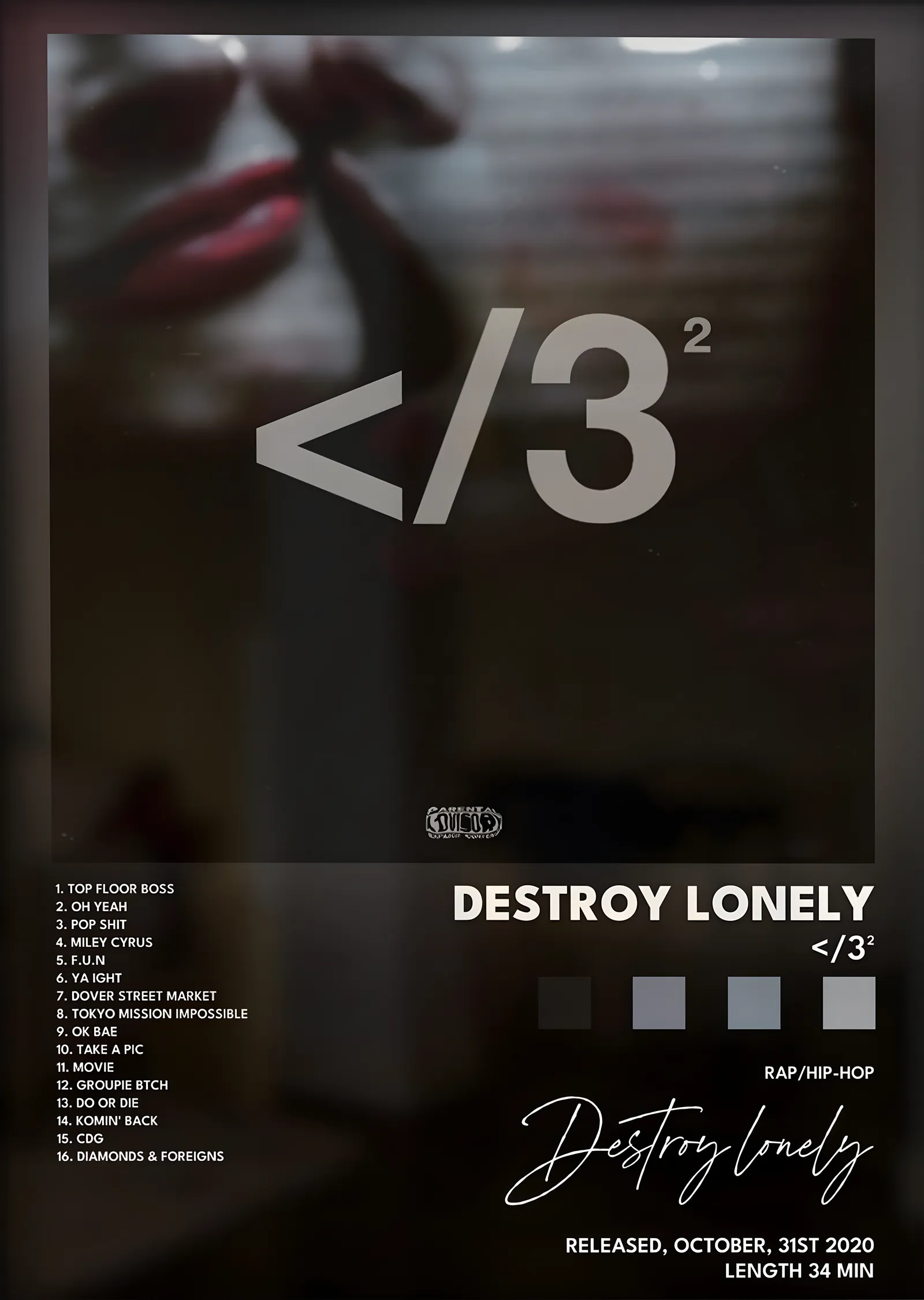 Destroy Lonely: </3² metal tablo