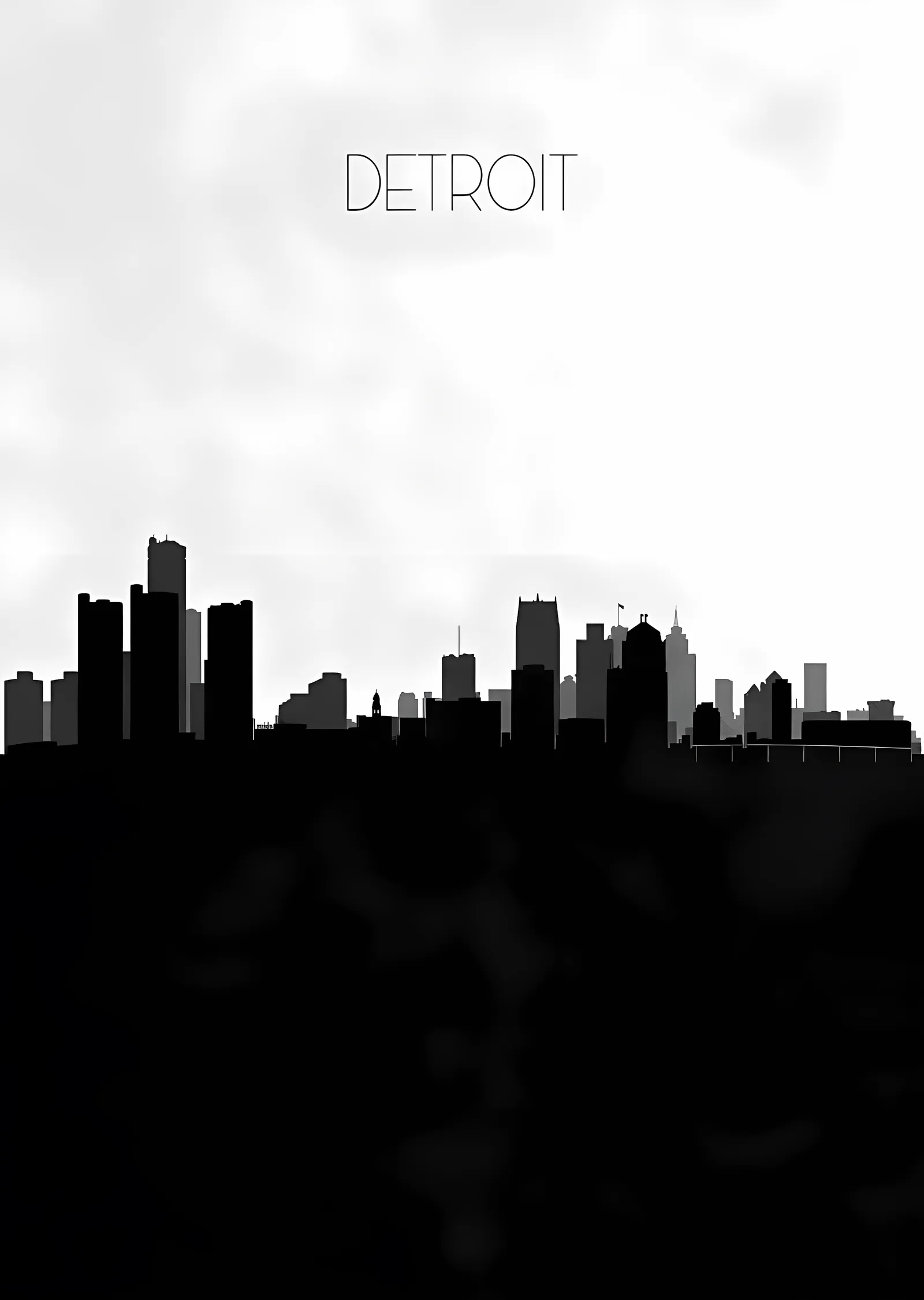 Detroit Silueti metal tablo