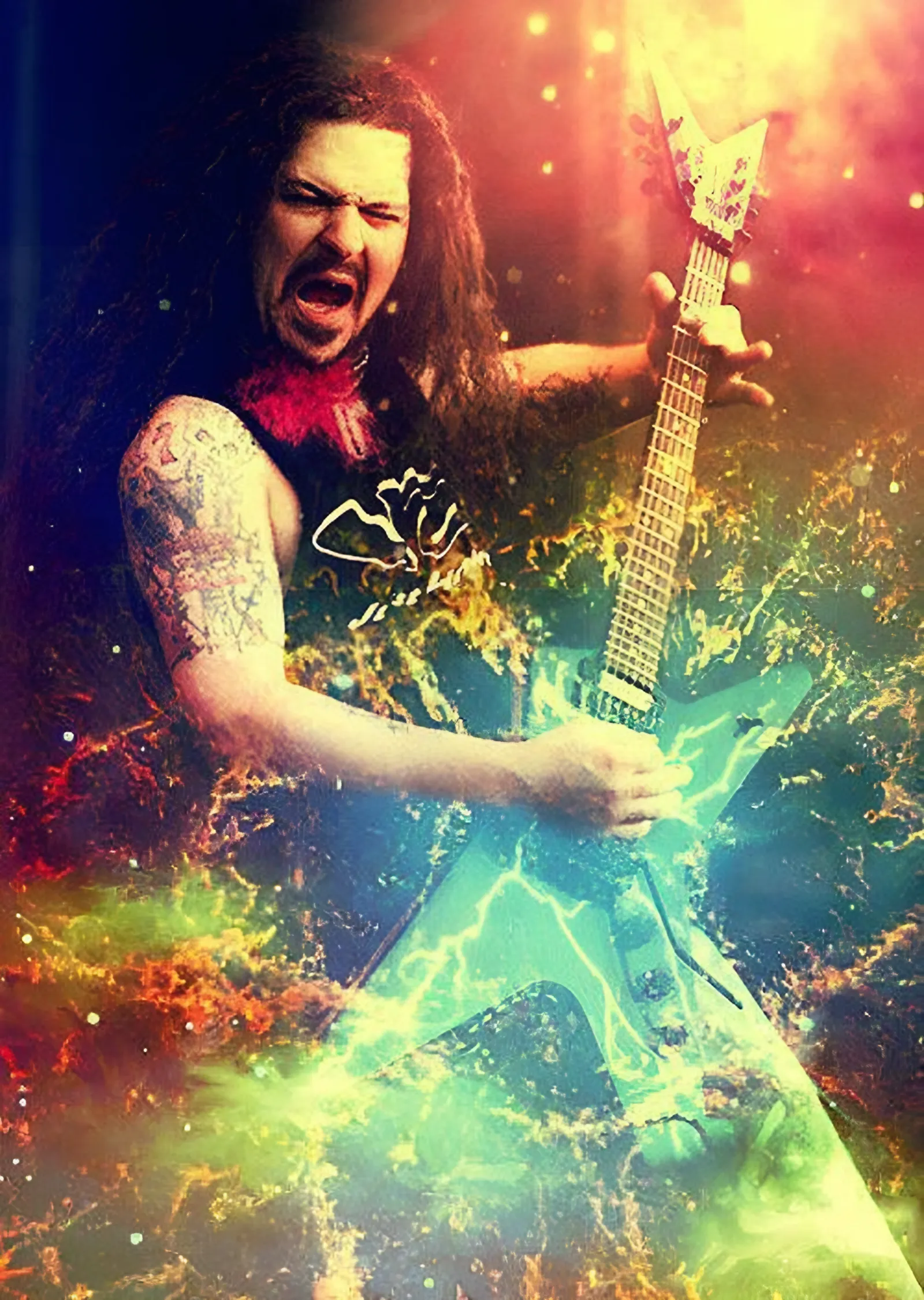 Dimebag Darrell: Renk Patlamalı Sahne metal tablo