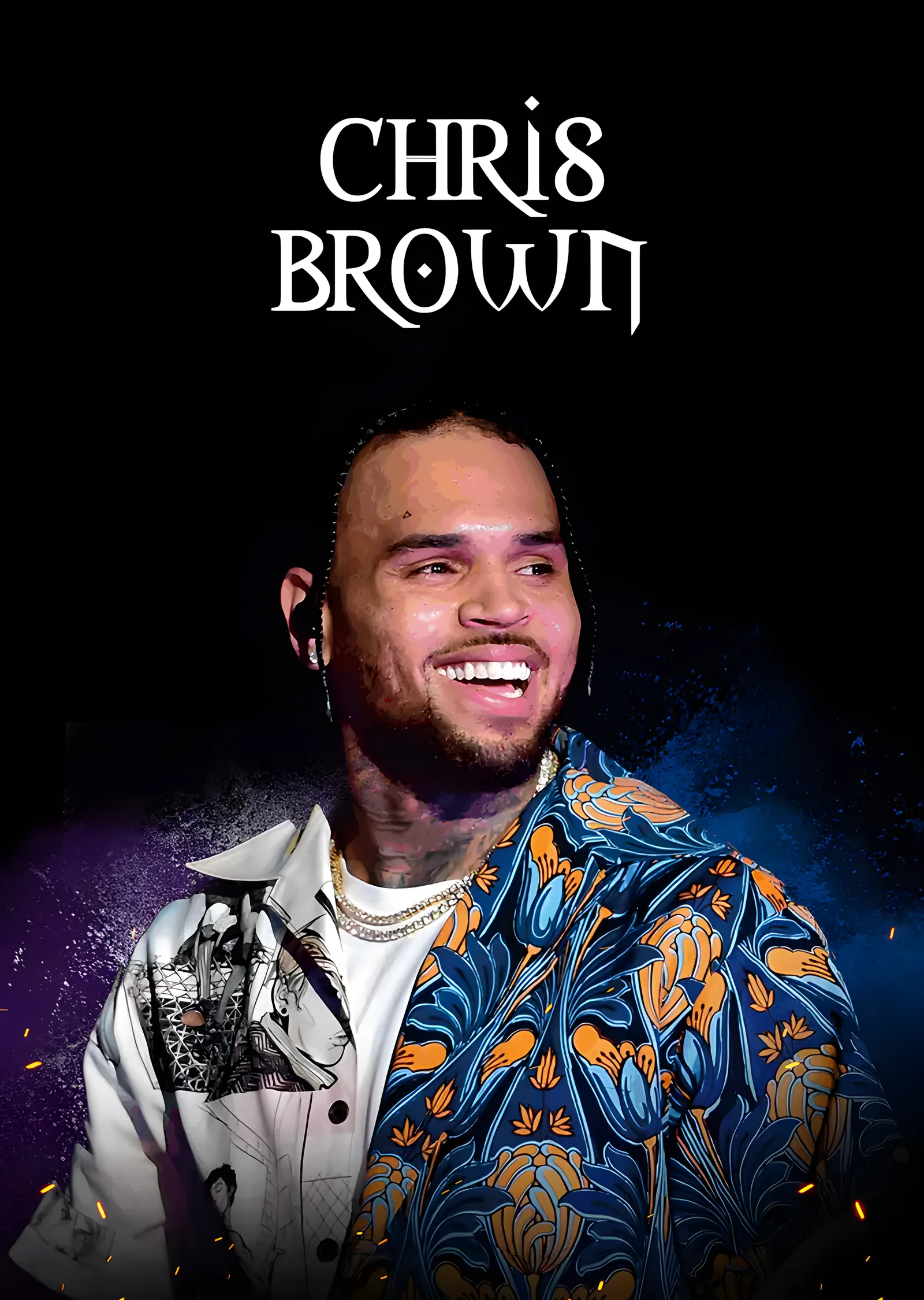 Chris Brown - Çiçekli Gömlek metal tablo