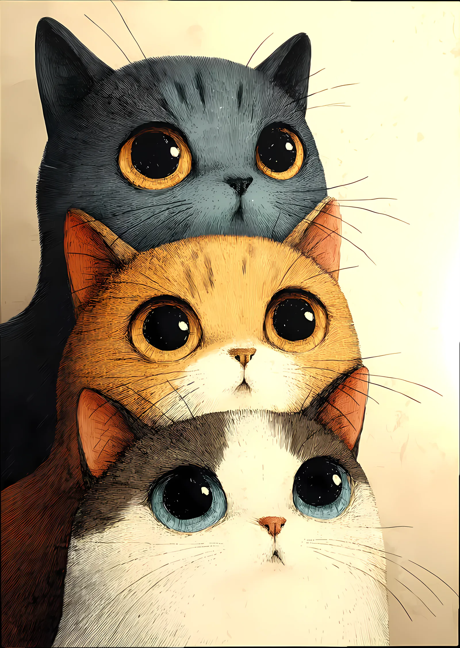 Üç Kedi Kulesi metal tablo