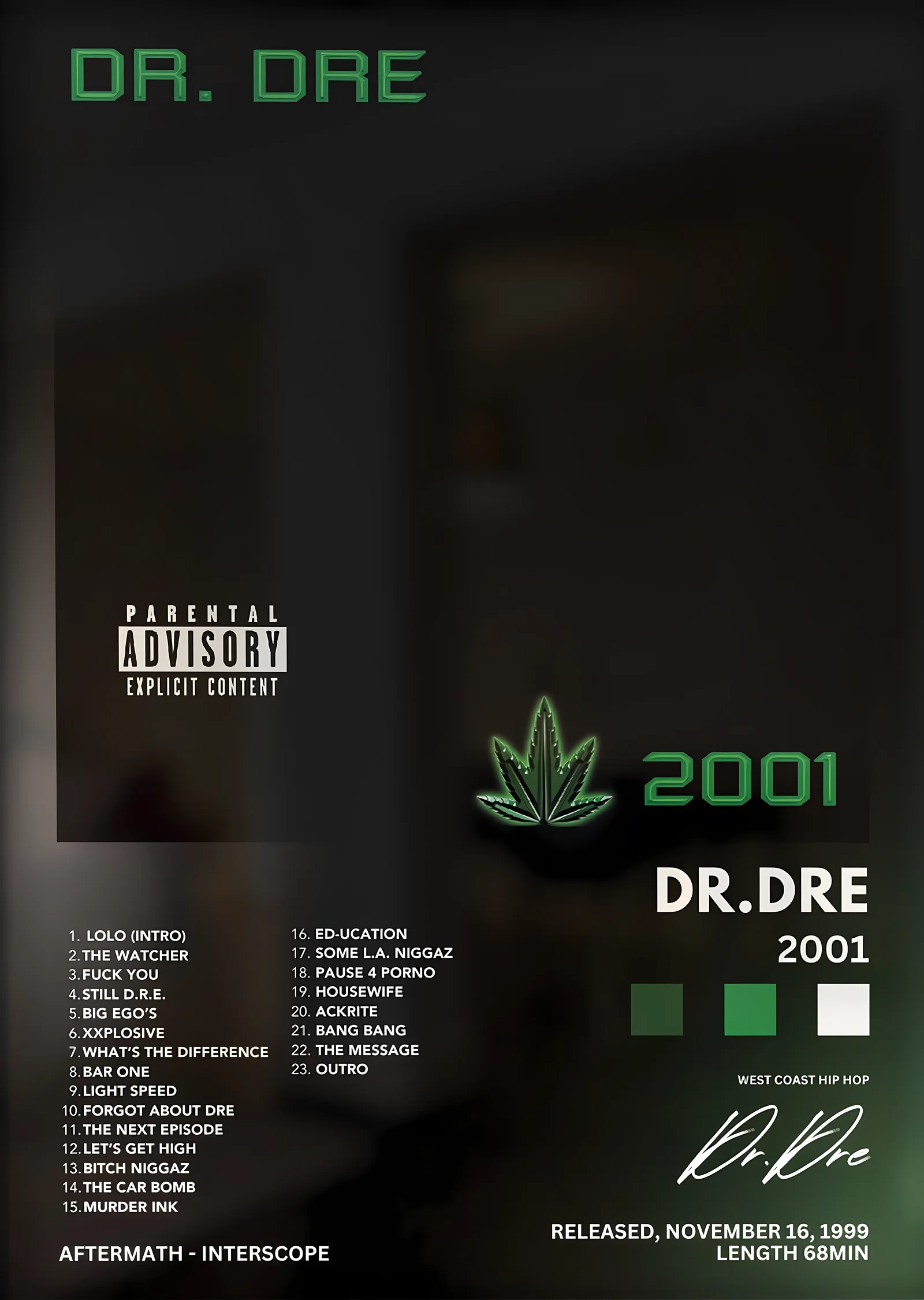 Dr. Dre: 2001 metal tablo