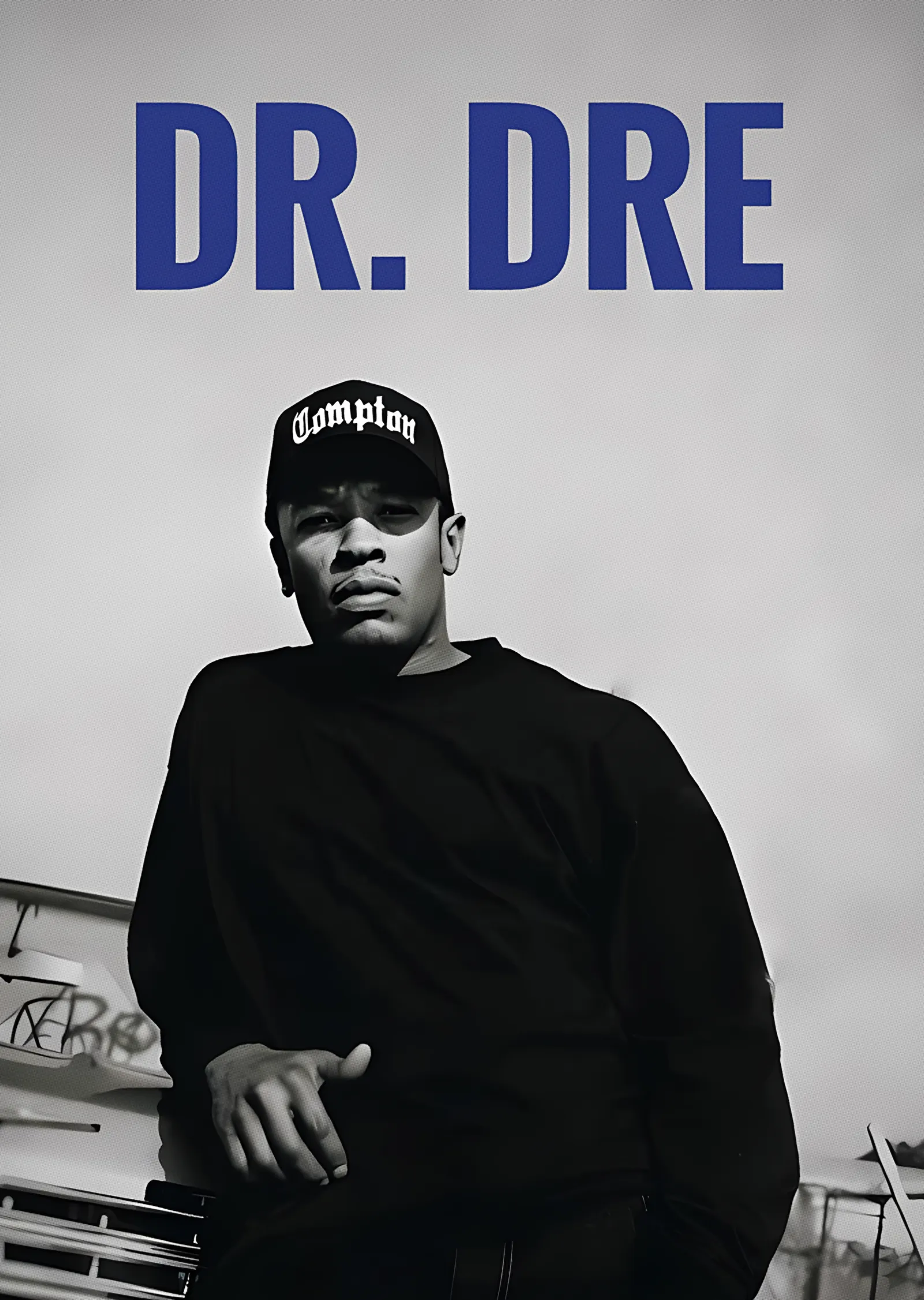 Dr. Dre - Sokakta Siyah Beyaz Portre metal tablo