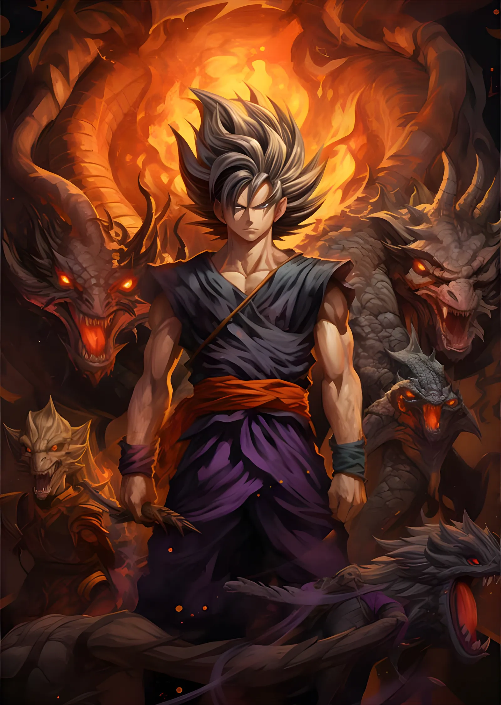 Dragon Ball - Goku ve Ateş Ejderhaları metal tablo