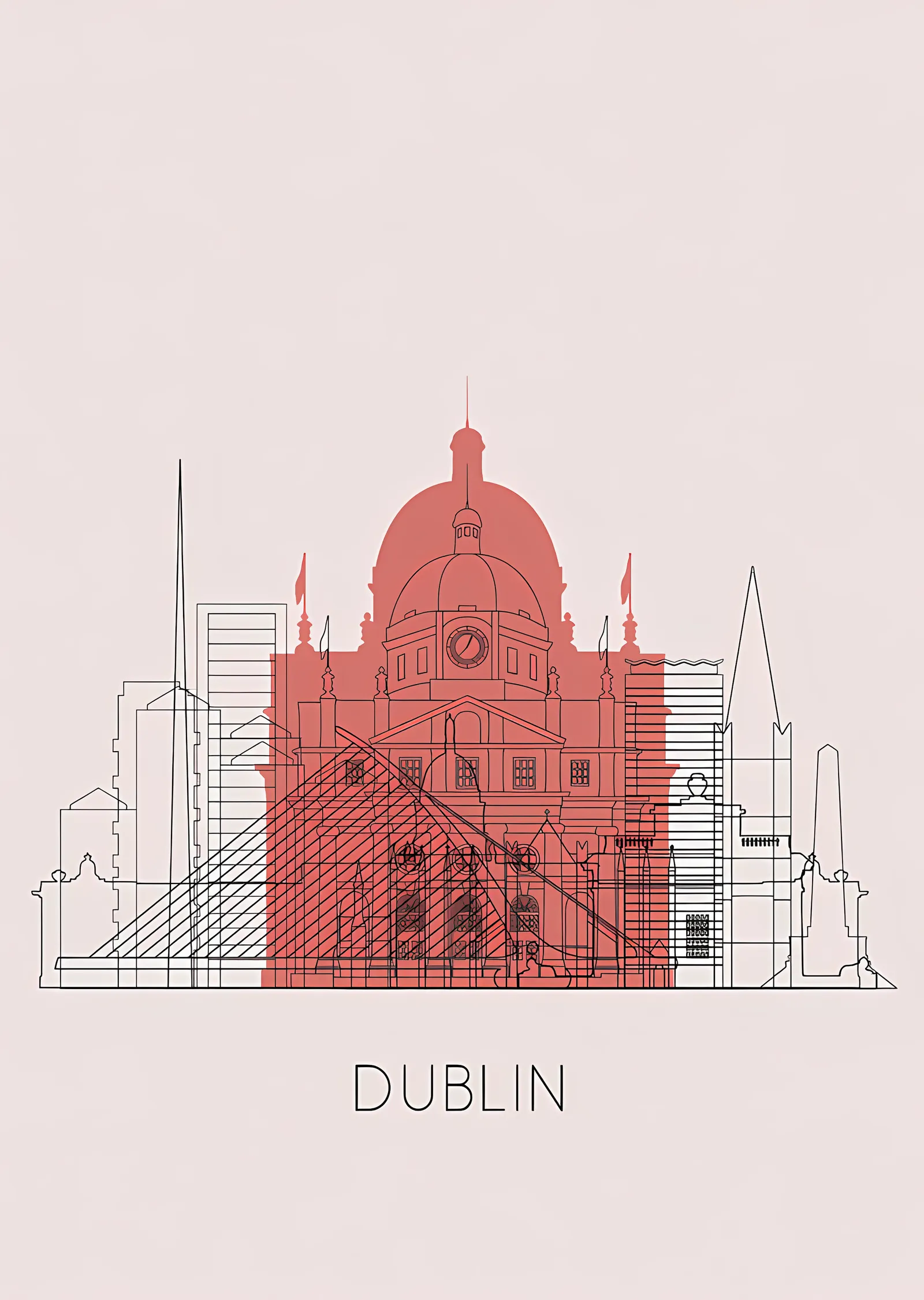 Dublin - Çizgi Mimari metal tablo