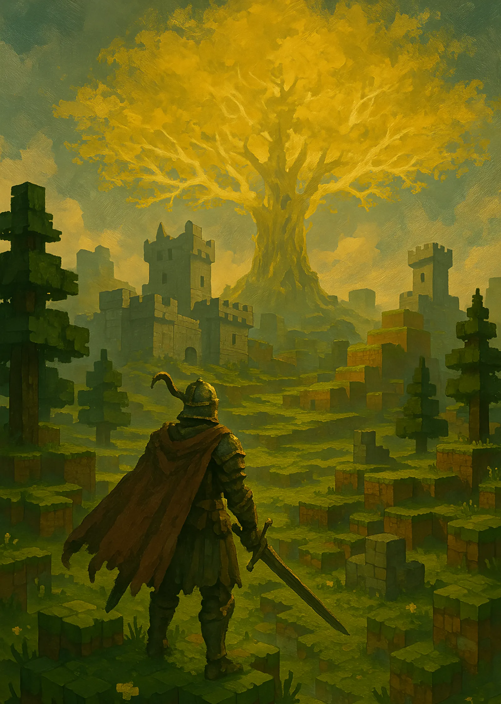 EldenCraft - Voxel Erdtree metal tablo