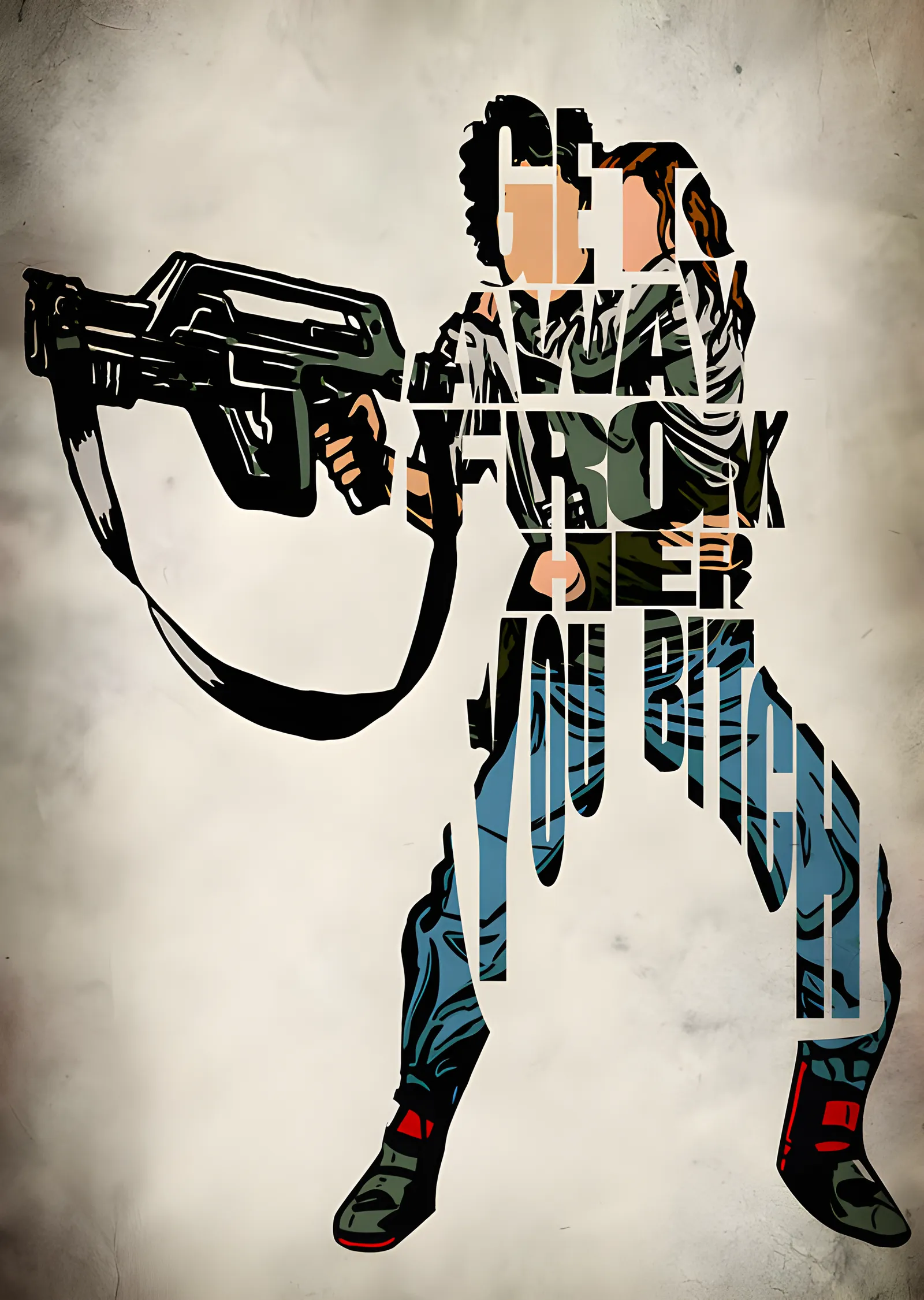 Ellen Ripley - Tipografi Portre metal tablo