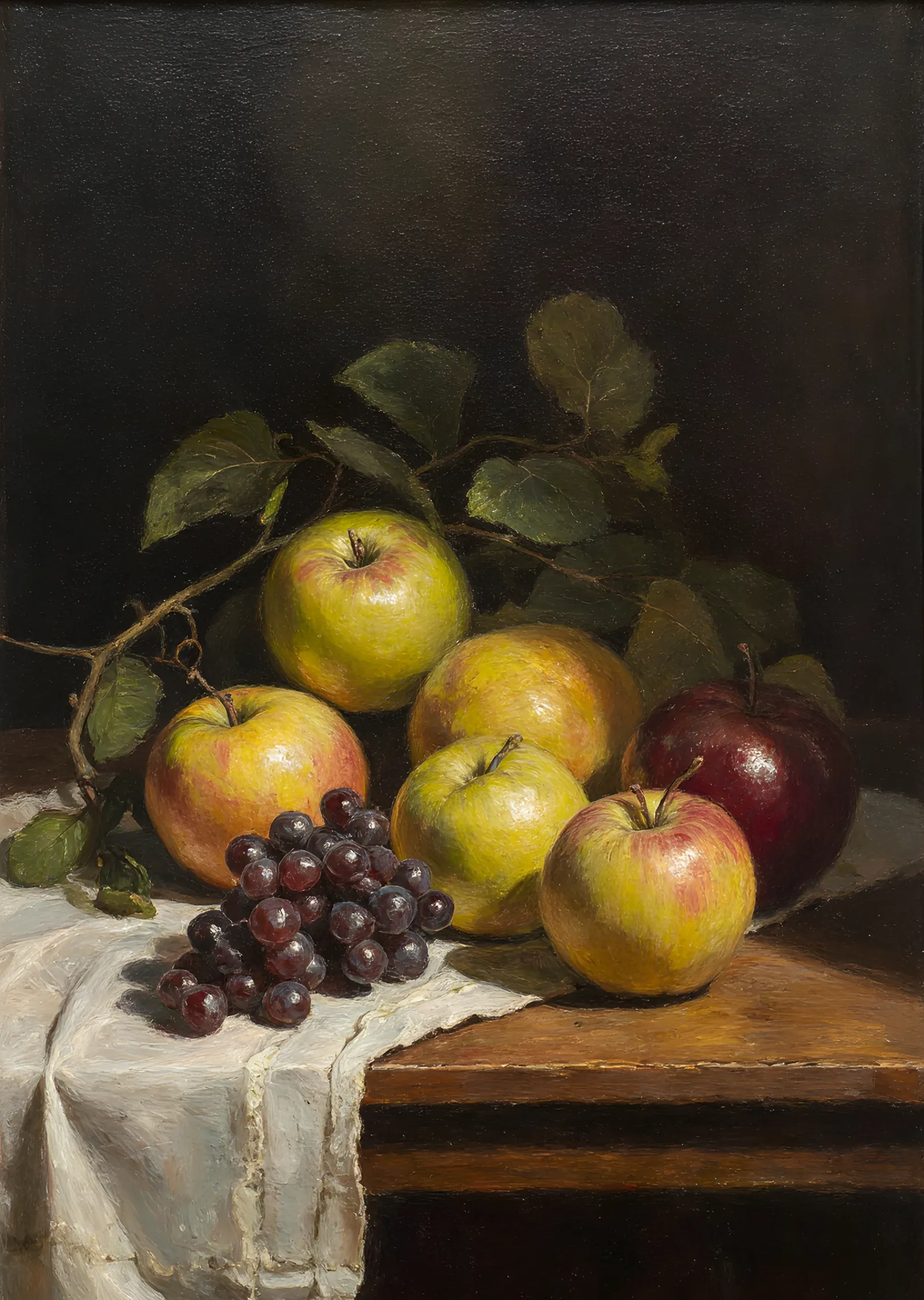 Elma ve Üzüm Natürmortu metal tablo