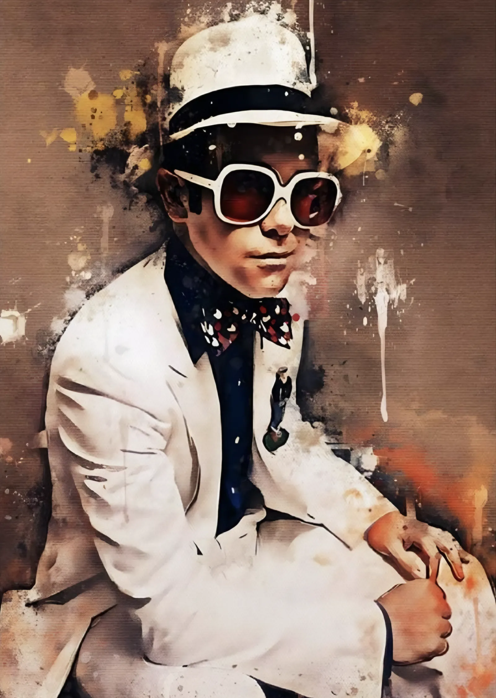 Elton John - Beyaz Takım metal tablo