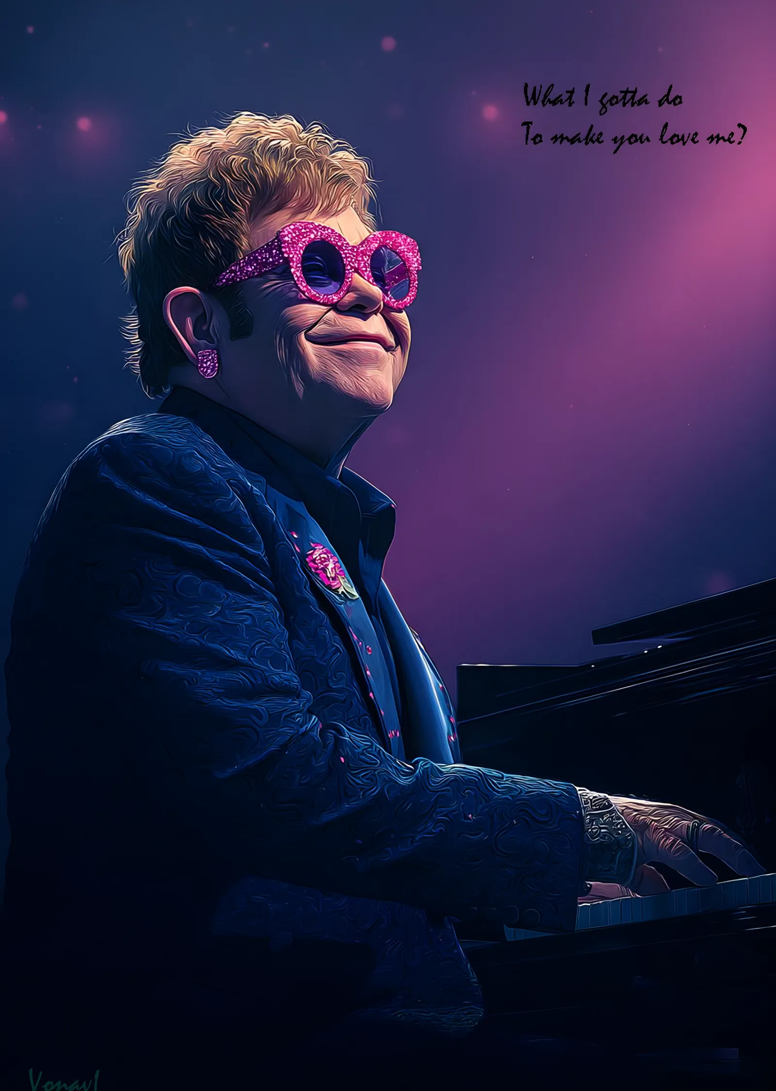 Elton John - Piyano Başında metal tablo