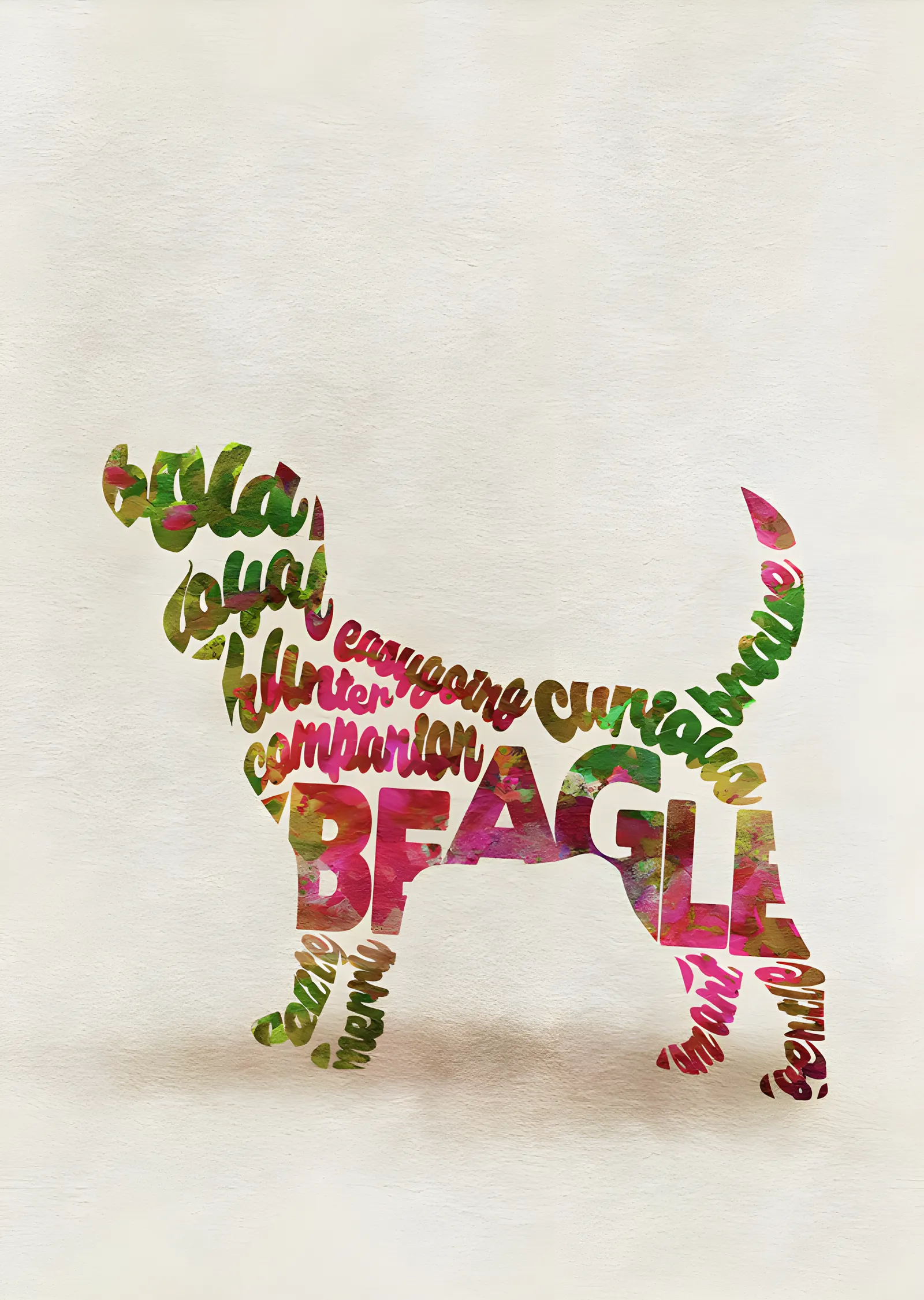 Beagle - Tipografi metal tablo