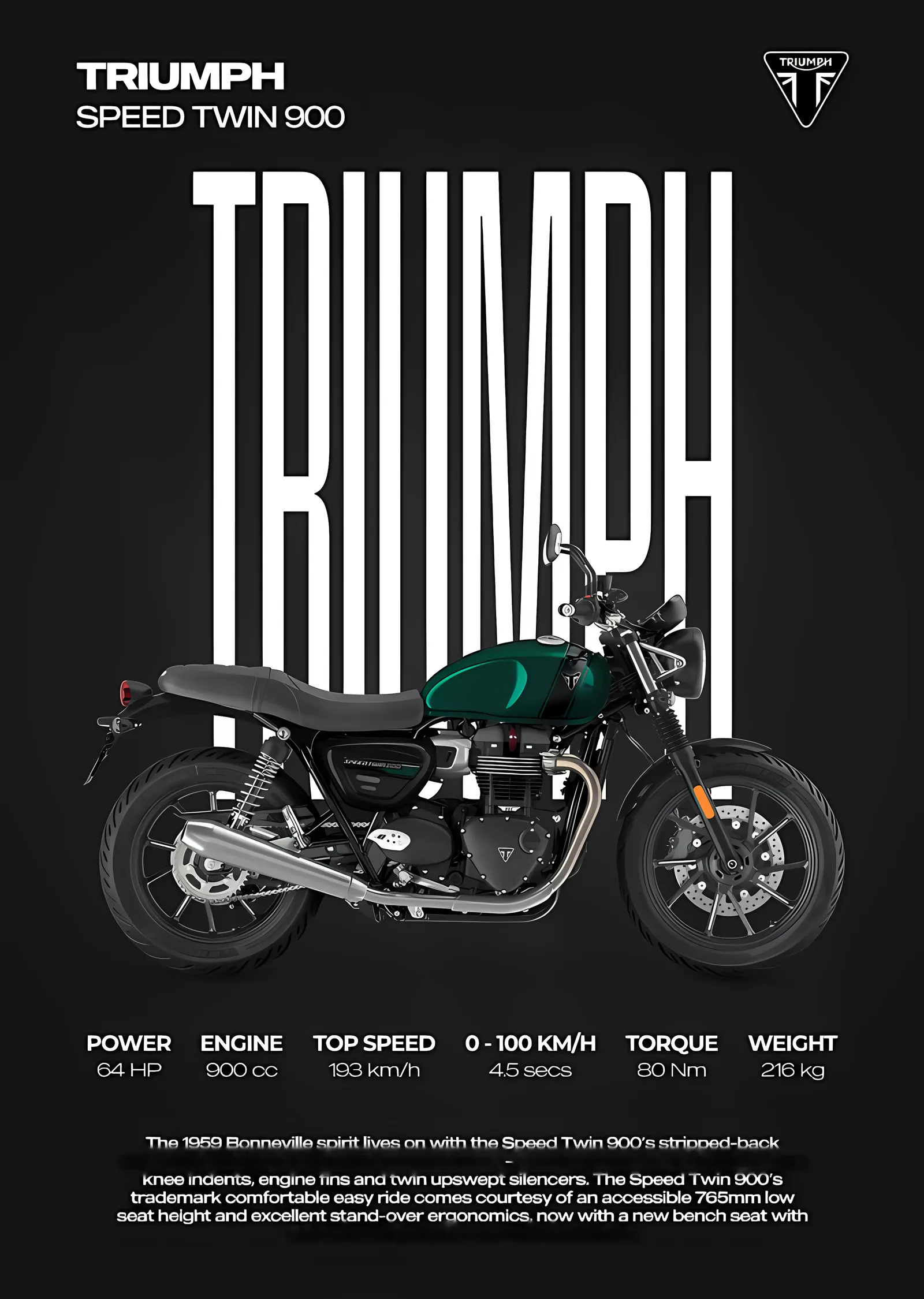 Triumph Speed Twin 900 metal tablo