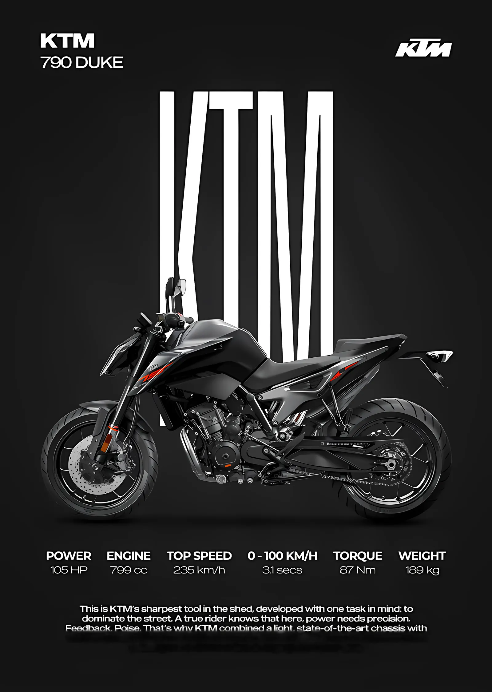 KTM 790 Duke metal tablo