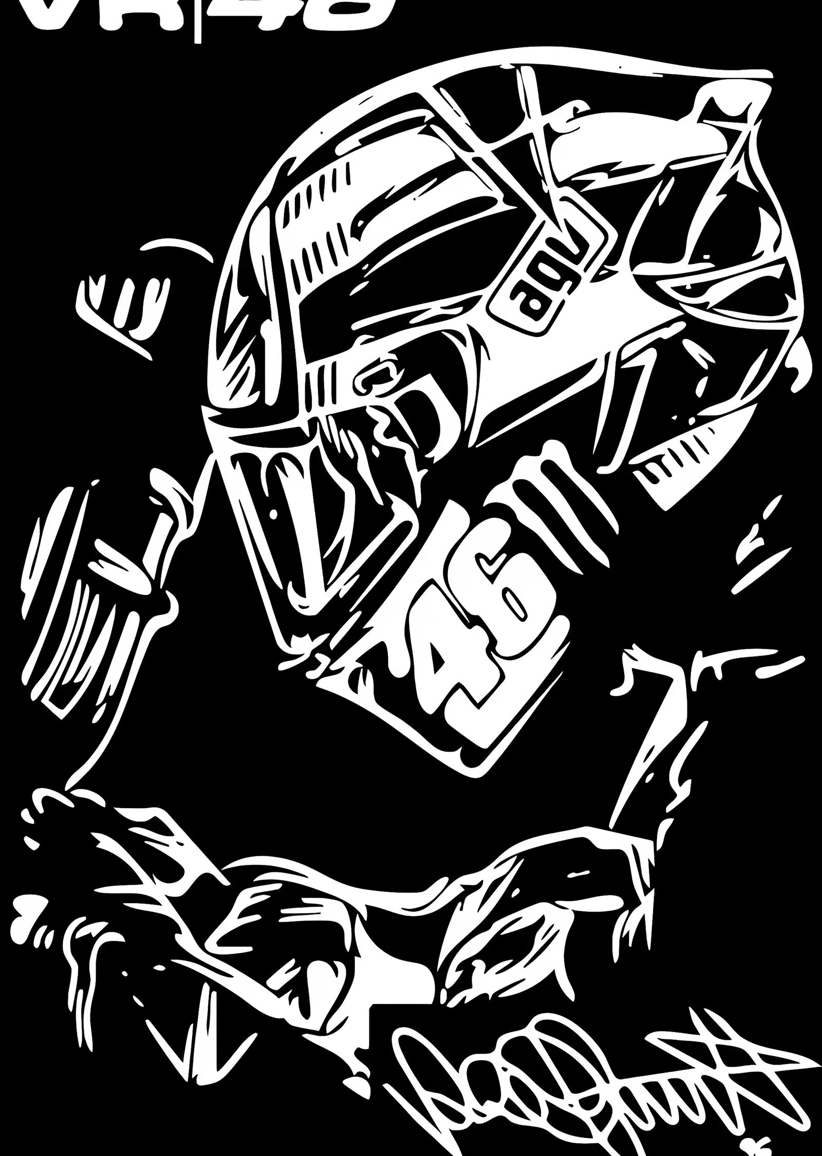 Valentino Rossi VR46 - Çizgi Portre metal tablo