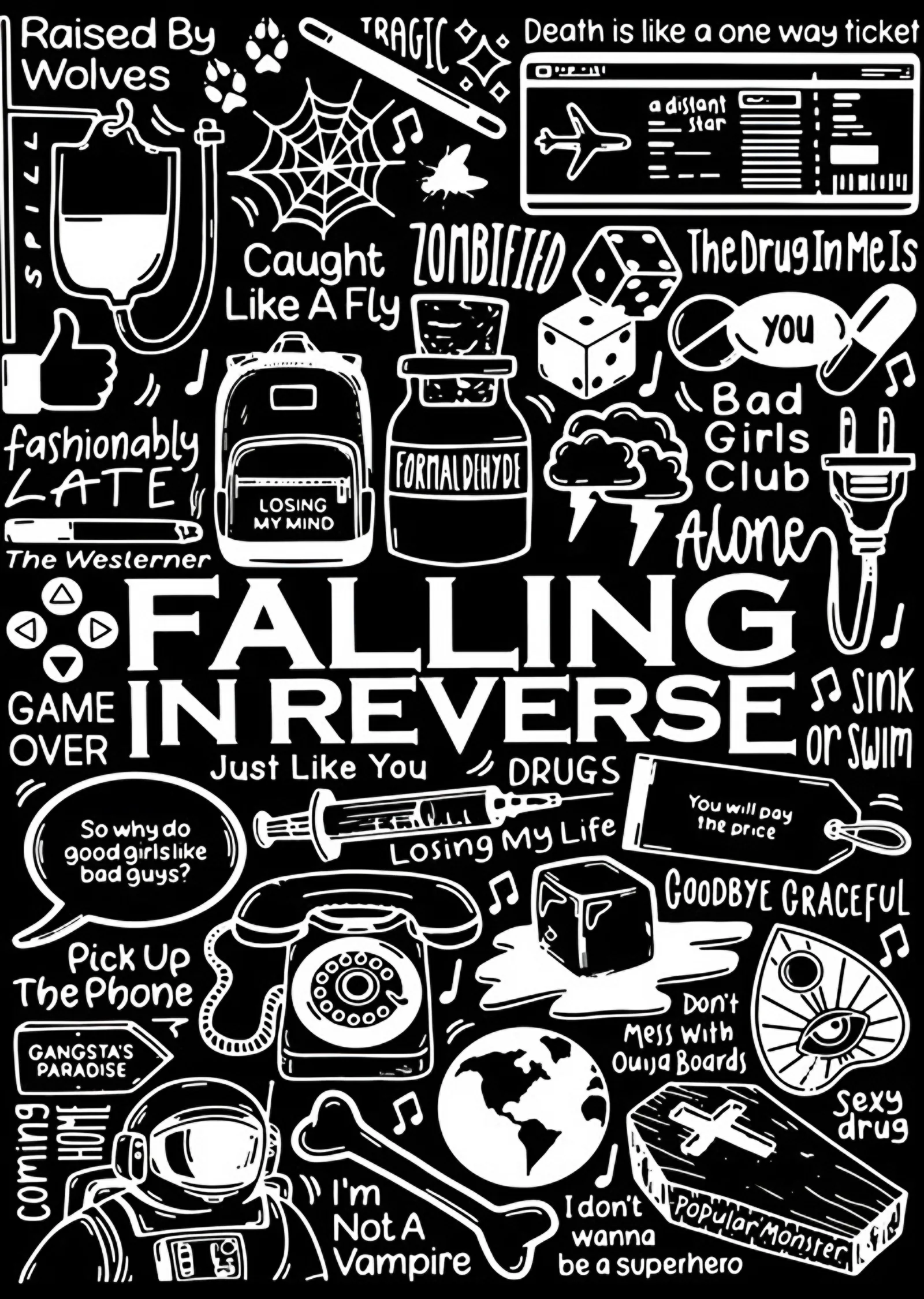 Falling in Reverse - Karalama Kolajı metal tablo