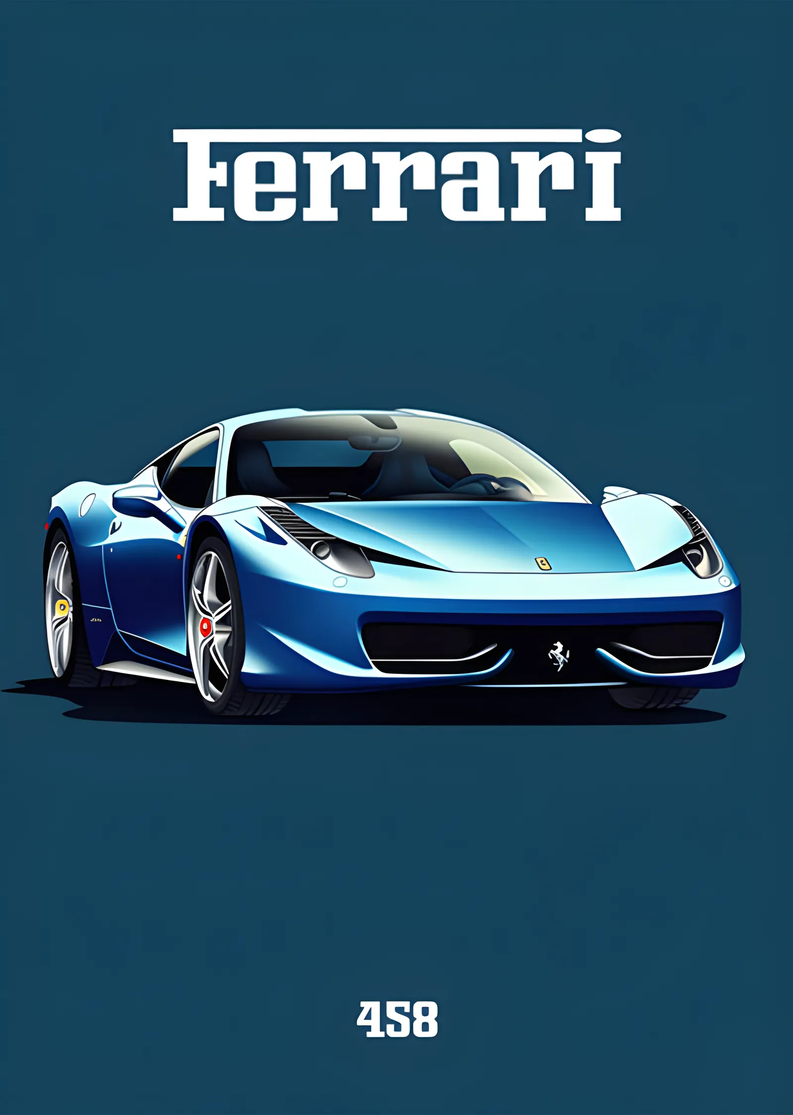 Ferrari 458 - Lacivert Afiş metal tablo