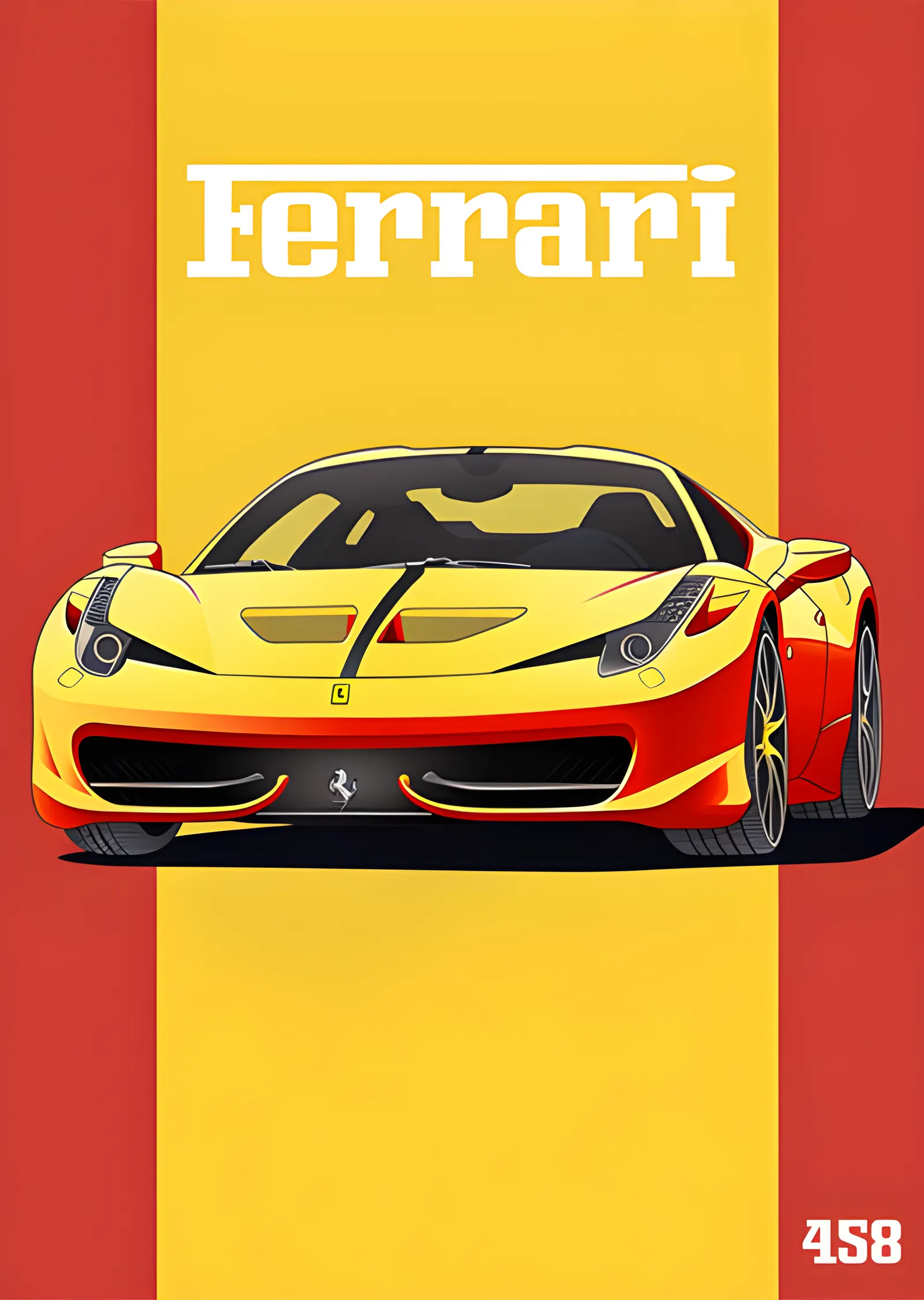 Ferrari 458 - Sarı Şeritli Afiş metal tablo