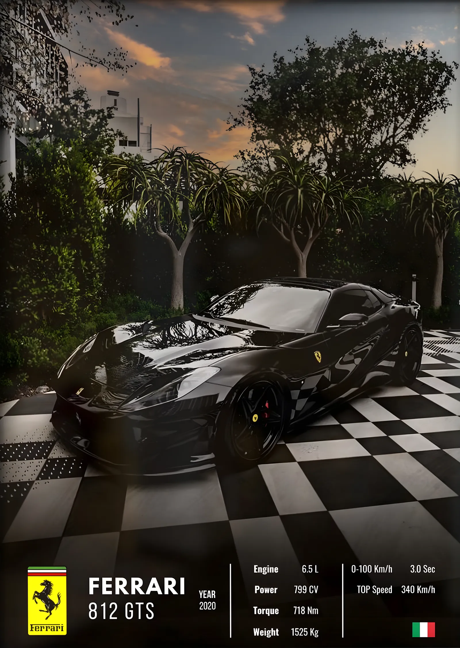 Ferrari 812 GTS metal tablo