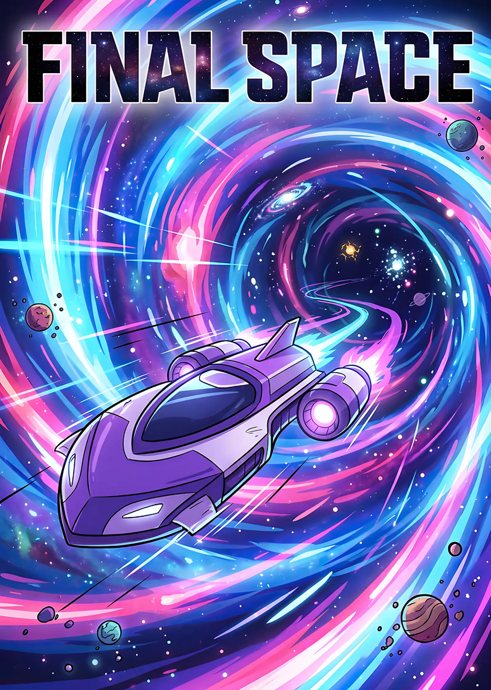 Final Space: Mor Girdapta Uzay Gemisi metal tablo