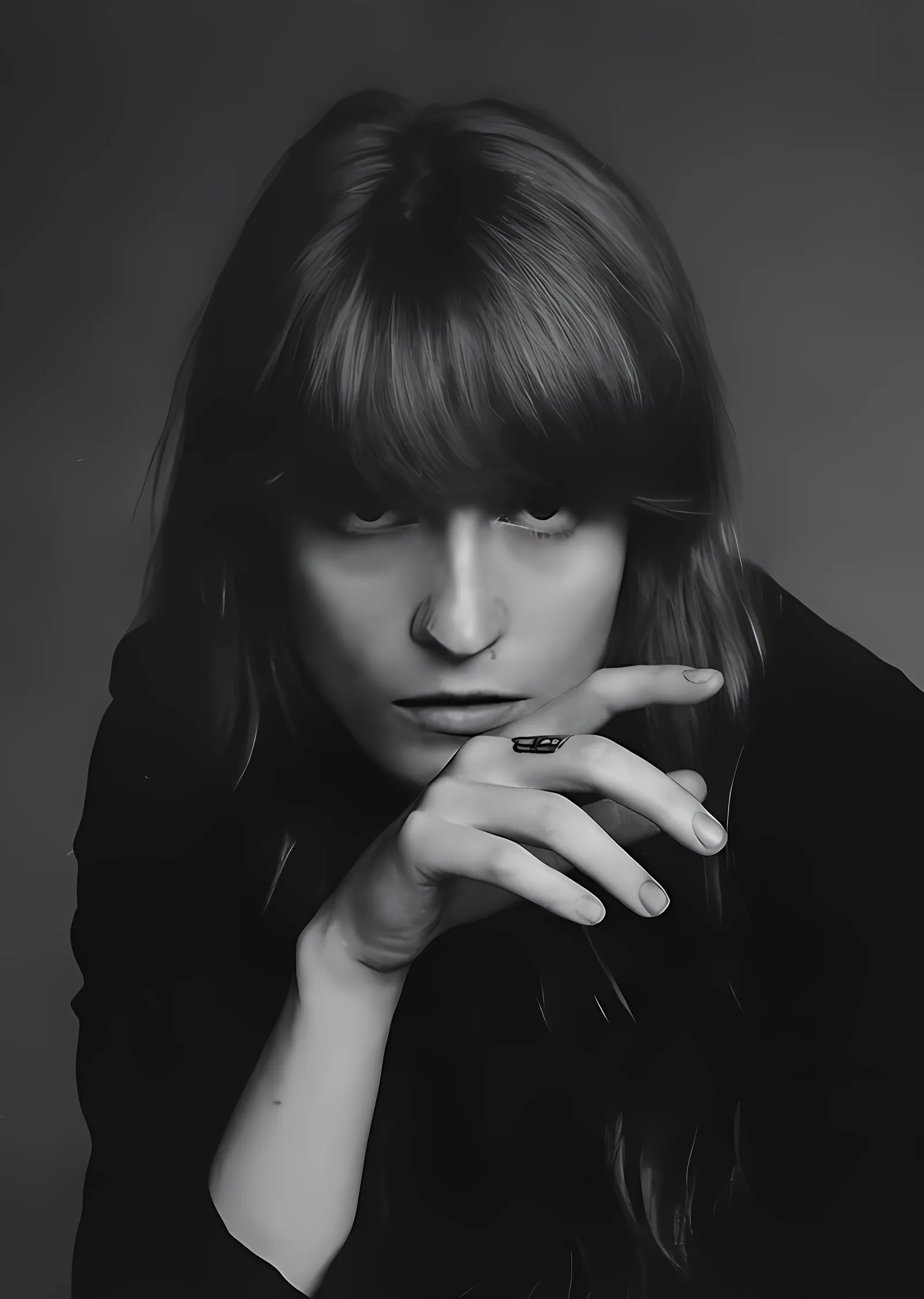 Florence Welch: Siyah Beyaz Yakın Plan metal tablo