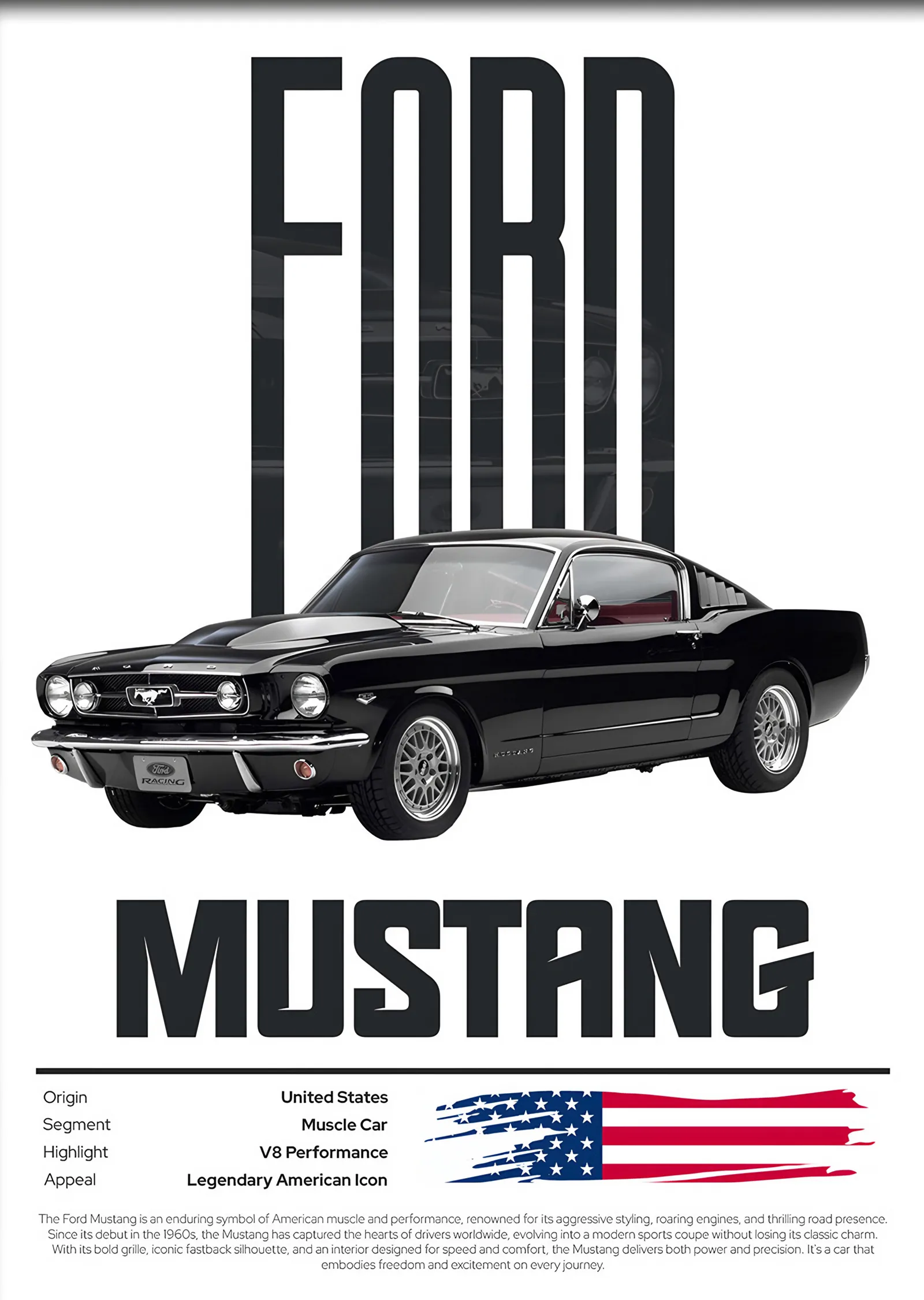 Ford Mustang Künye metal tablo