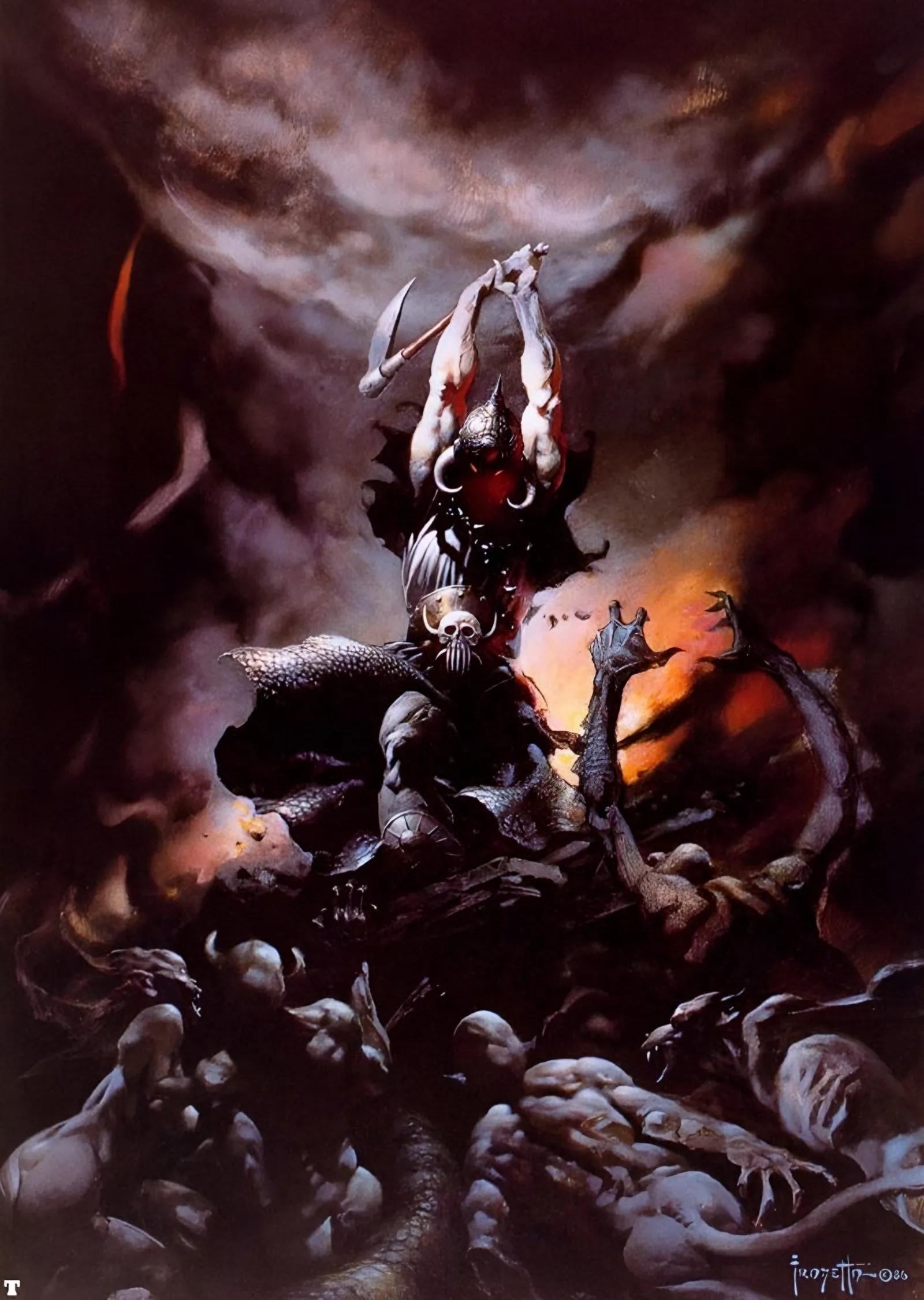 İblis Süvari ve Yaratıklar - Frank Frazetta metal tablo