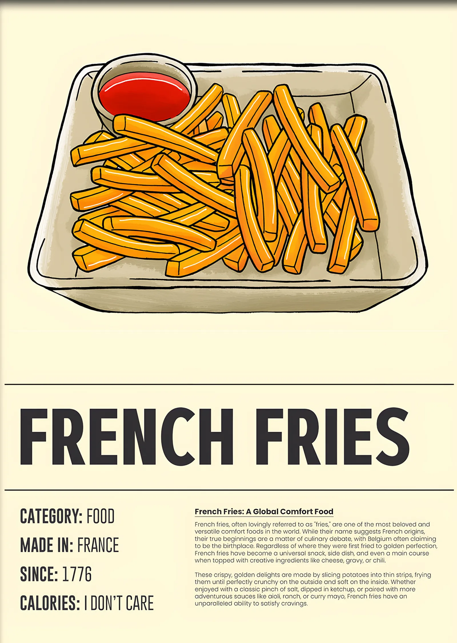 French Fries Mutfak Kartı metal tablo